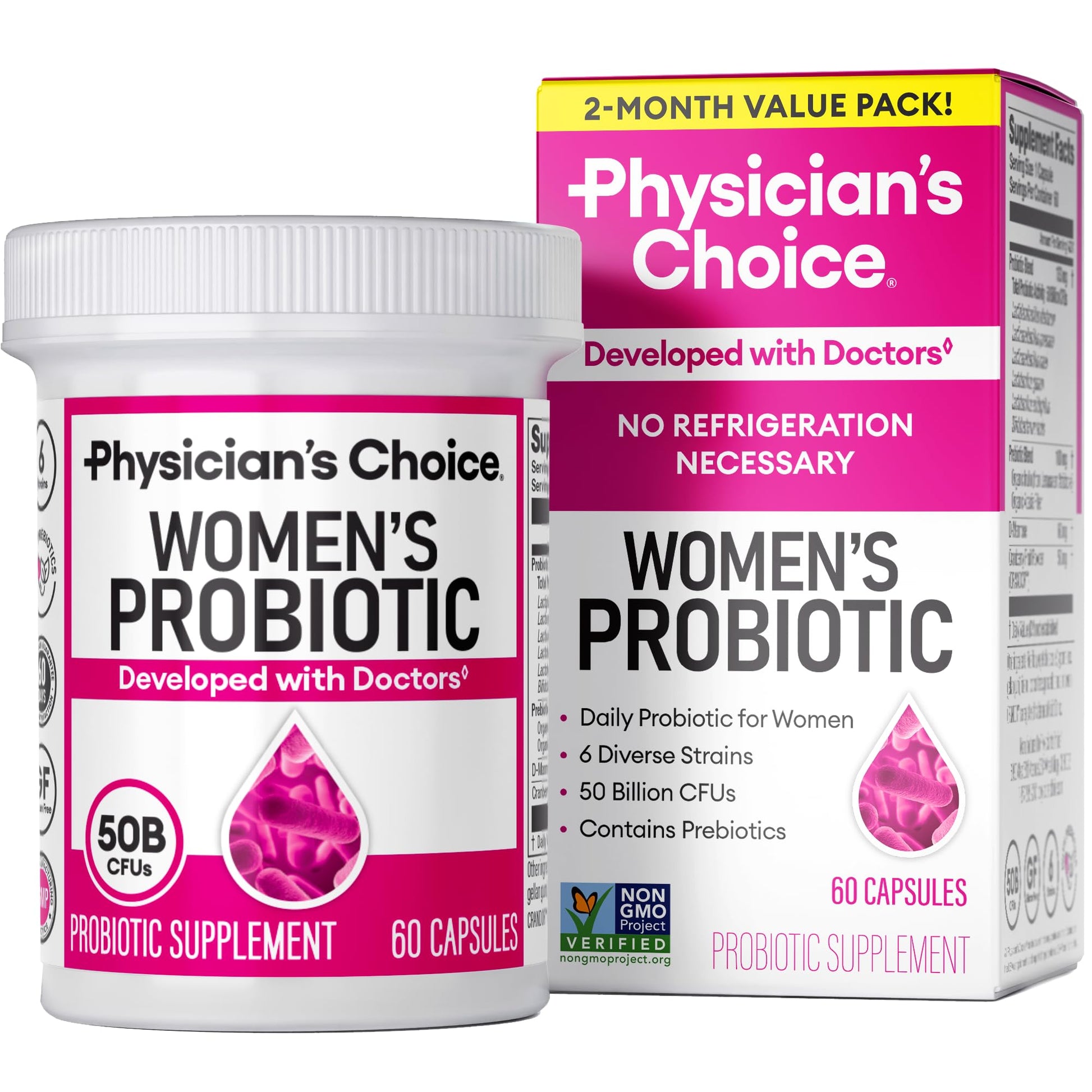 Physician's Choice Probiotics PH Balance, Digestive, UT & Feminine Health Capsule, 60 Count