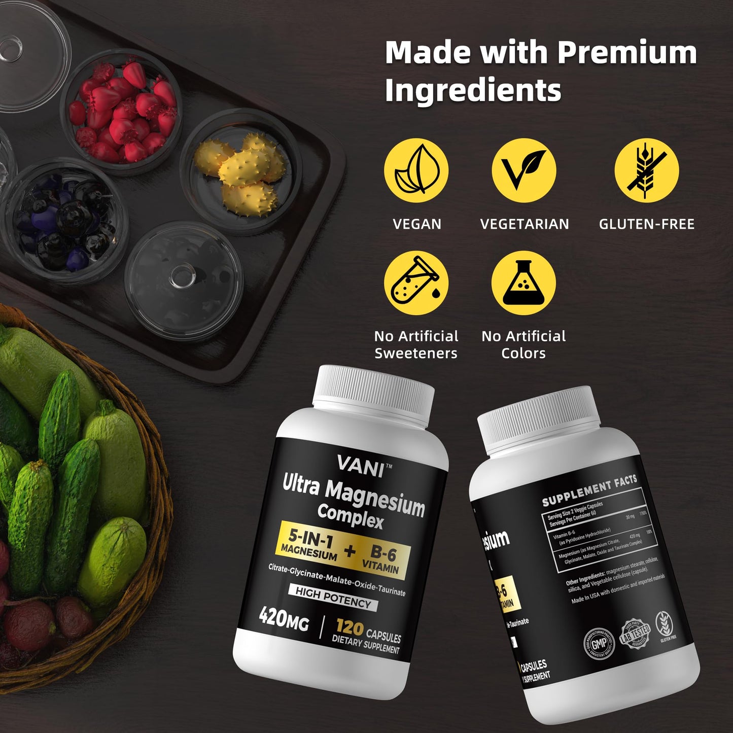 VANI Magnesium Glycinate, 420mg, 120 Capsules