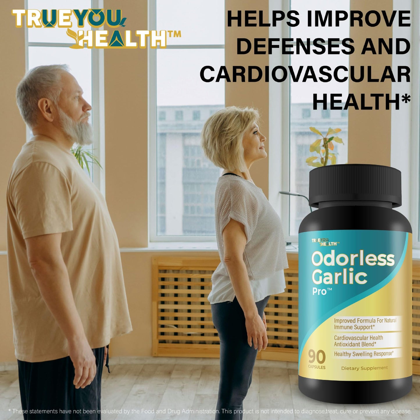 True You Health Odorless Garlic Pro Capsules, 90 Count