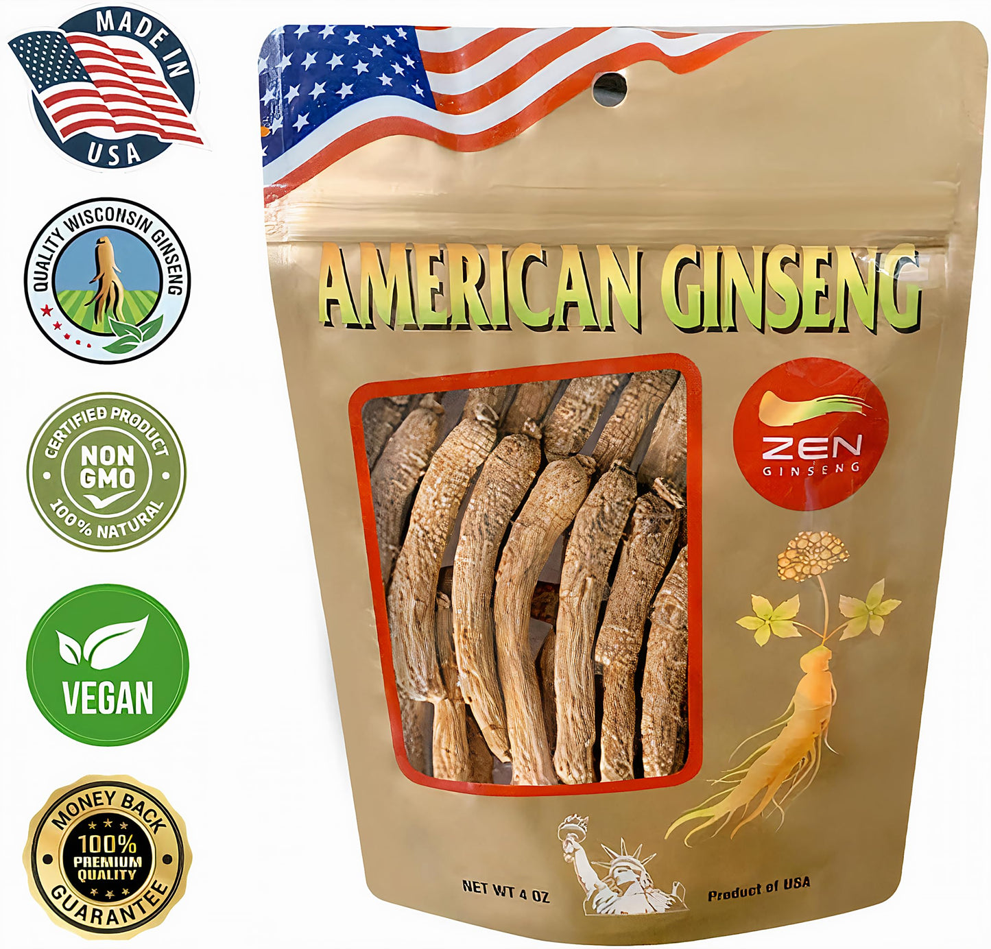 Zen Ginseng American Wisconsin Ginseng Powder 4 oz