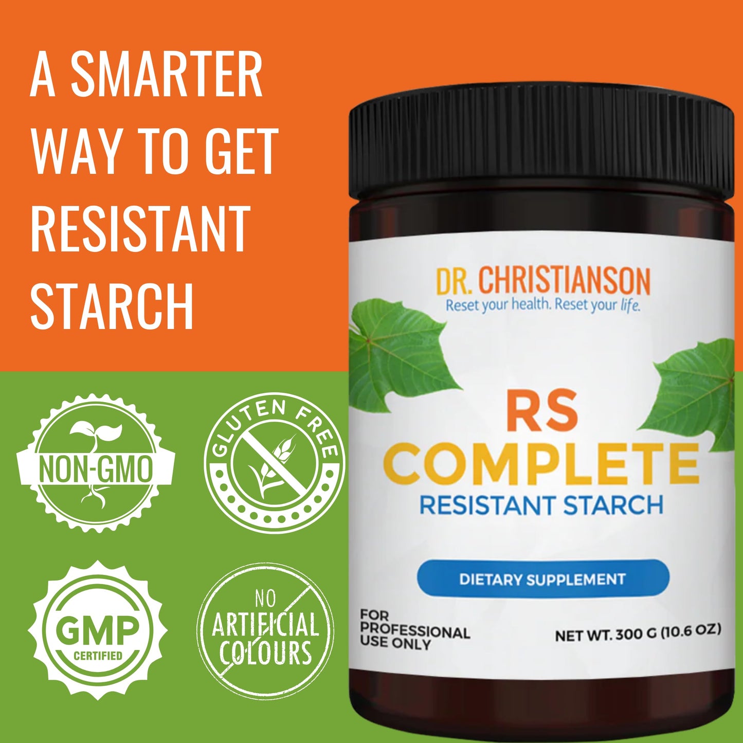 DR.CHRISTIANSON RS Complete RS2 Resistant Starch Supplement with Organic Green Banana Flour Powder 10.6 oz