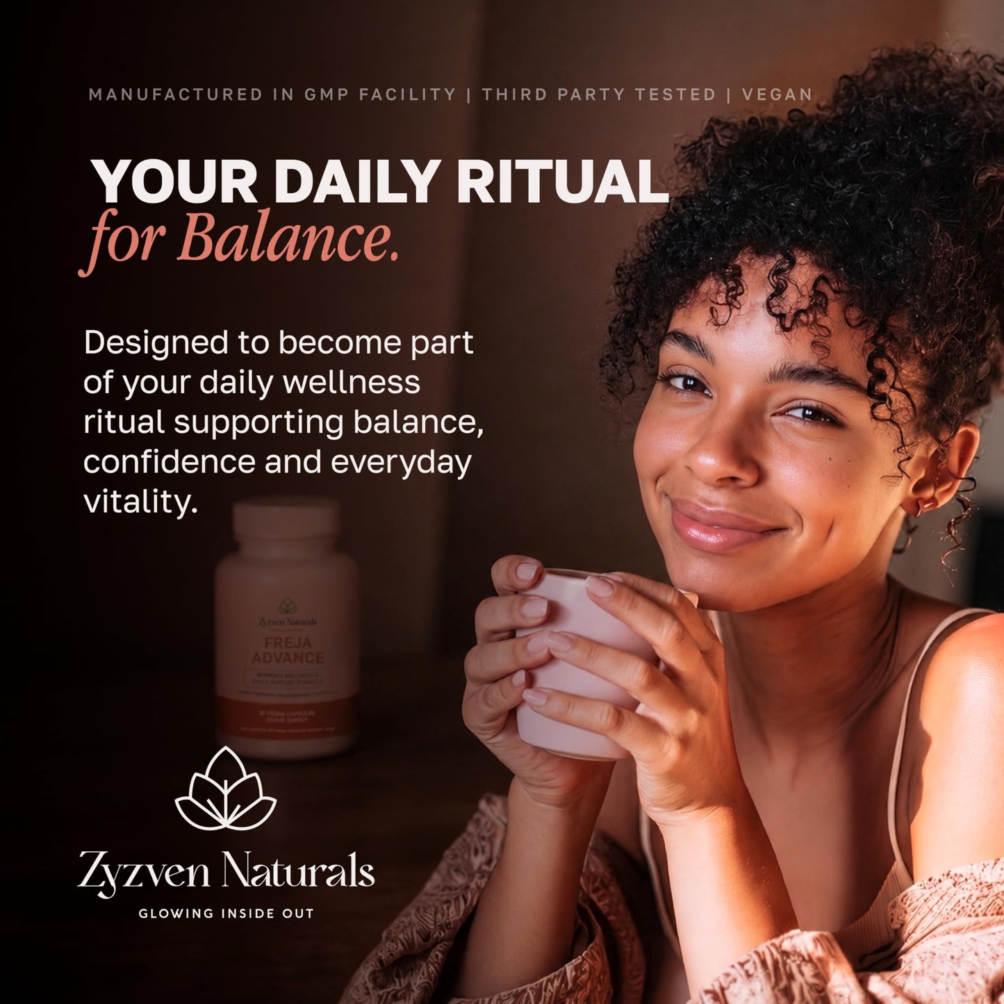 Zyzven Naturals Freja Advance Women’s Wellness Supplement, Myo-Inositol Complex with Vitex, Maca, Shatavari, NAC, Zinc & Chromium, Daily Herbal Nutritional Support, Vegan Non-GMO, 60 Capsules