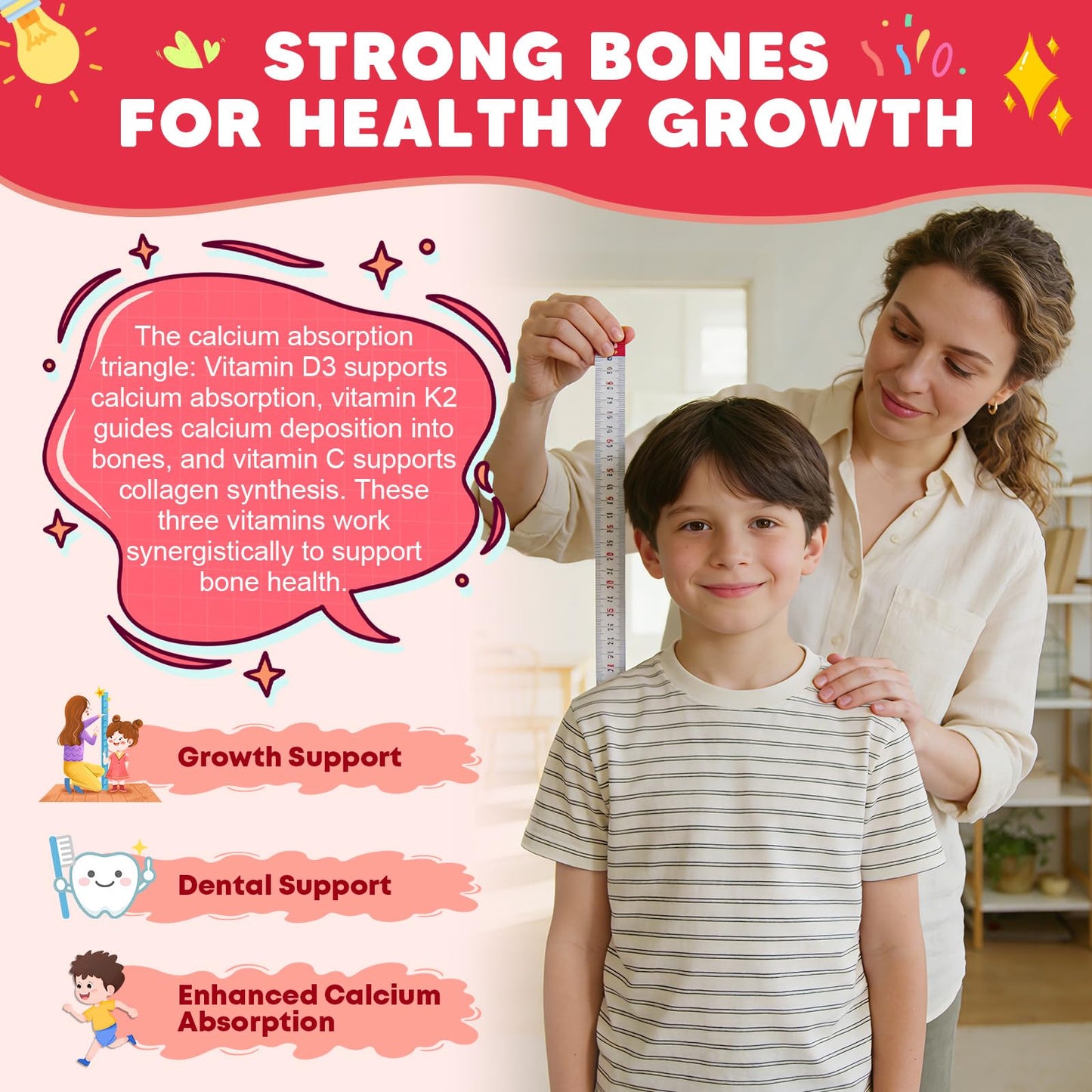 JIANKYTZ Calcium Multivitamin Gummies for Kids with Methyl B12 & Methylfolate, Vitamins C, D, A, B1, B2, B6, Biotin, Magnesium, Zinc, Immune & Bone Support, 60 Gummies