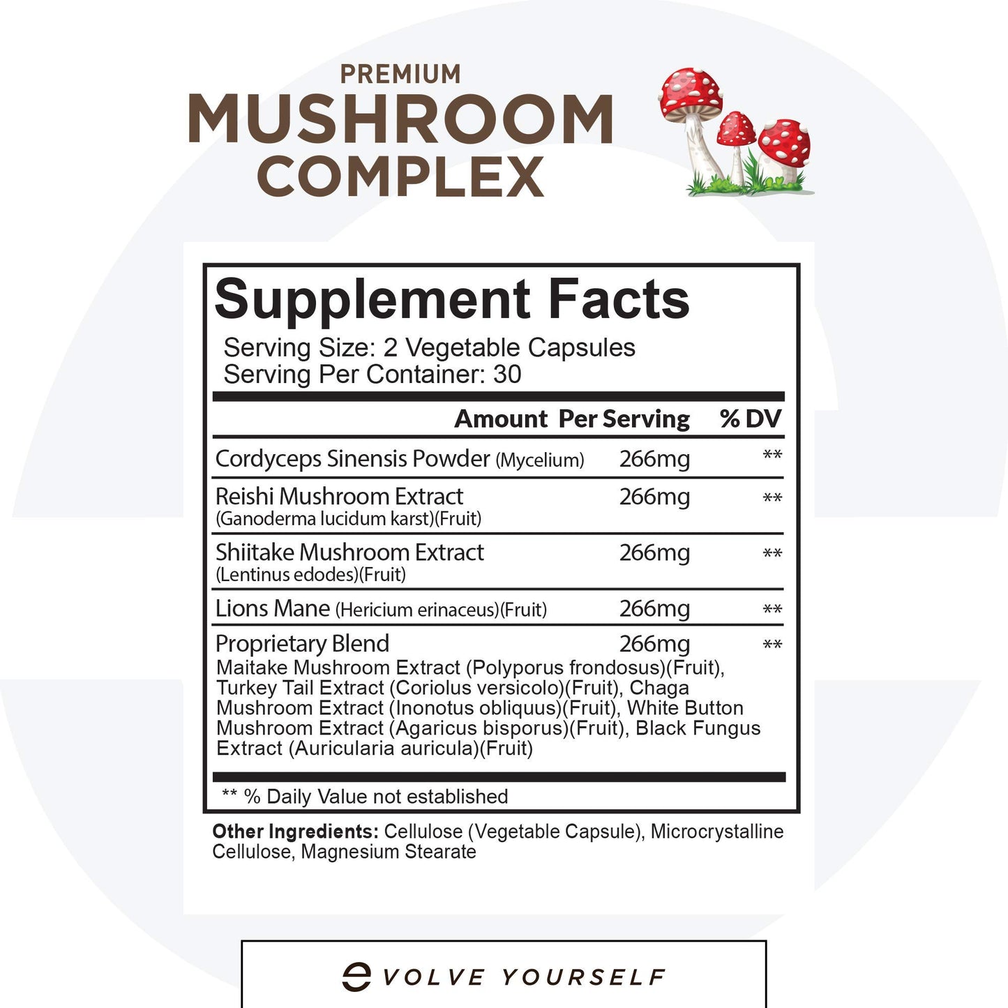 Selfevolve Mushroom Complex Capsule 60 Count