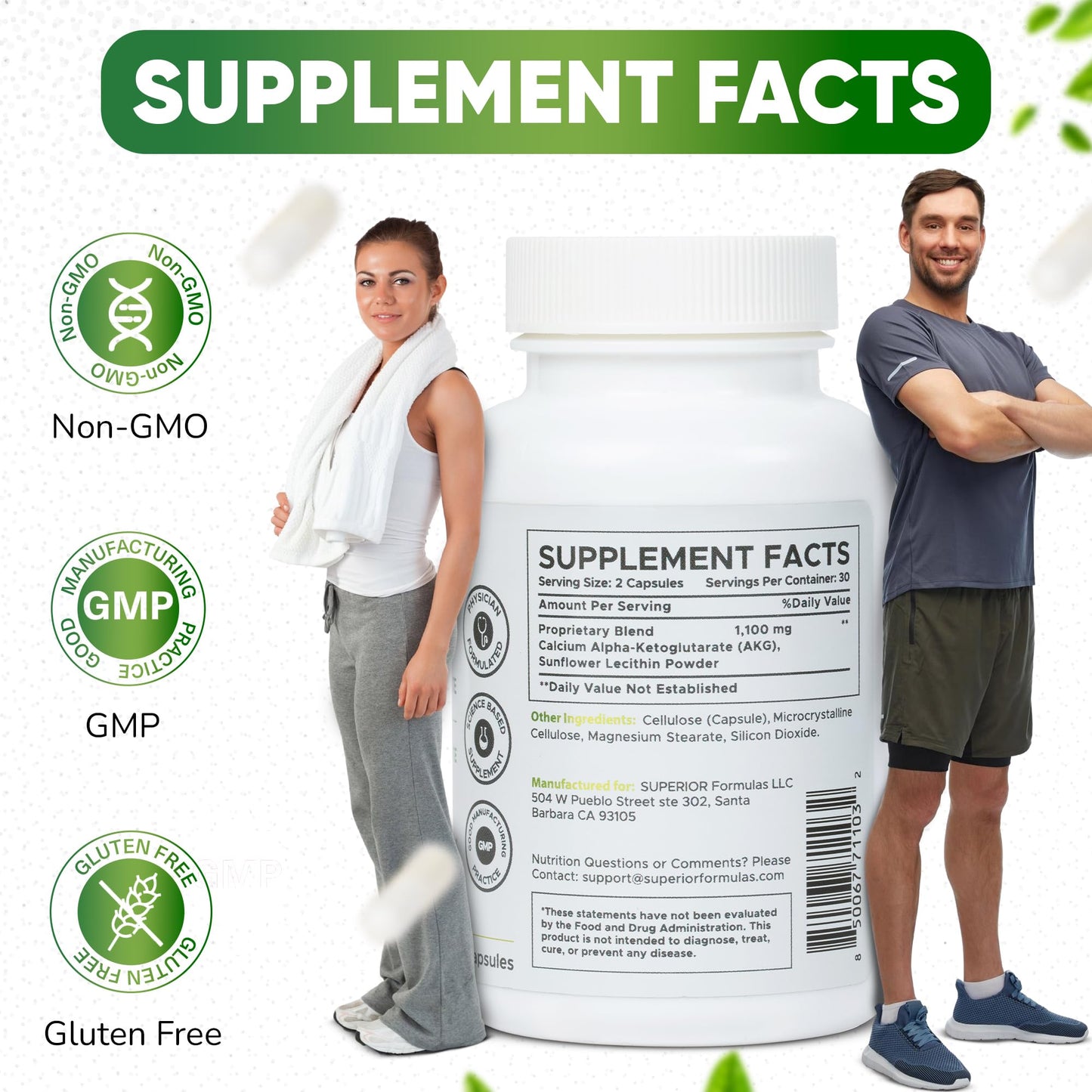 Superior Formulas LLC Liposomal Alpha-Ketoglutarate (AKG) 1100 mg – 60 Vegetarian Capsules