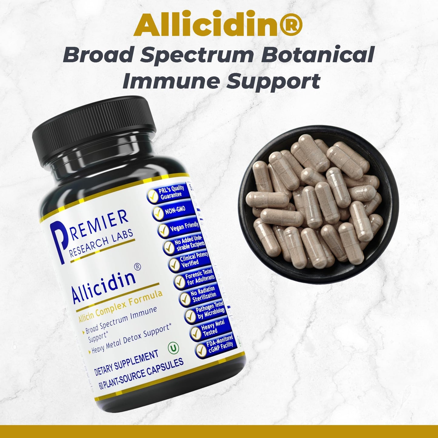 Premier Research Labs Allicidin Garlic Allicin Supplement Capsule 60 Count