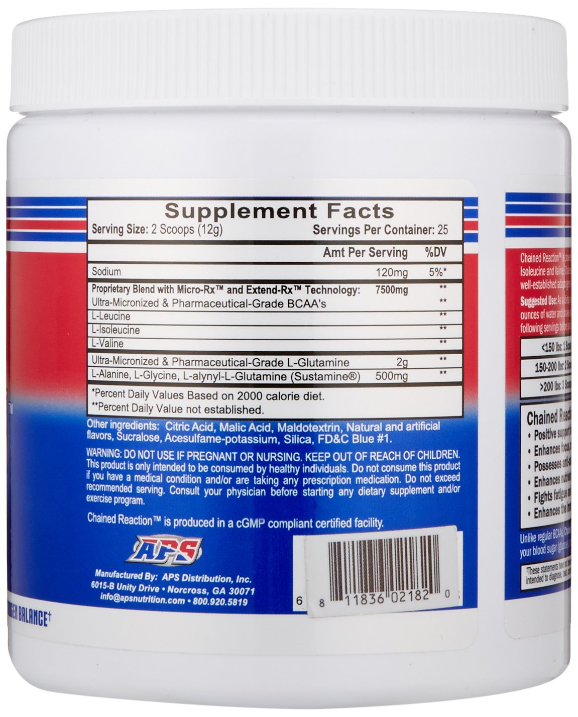 APS Nutrition Chain'd Reaction BCAA Amino Acid Recovery Powder 10.58 oz