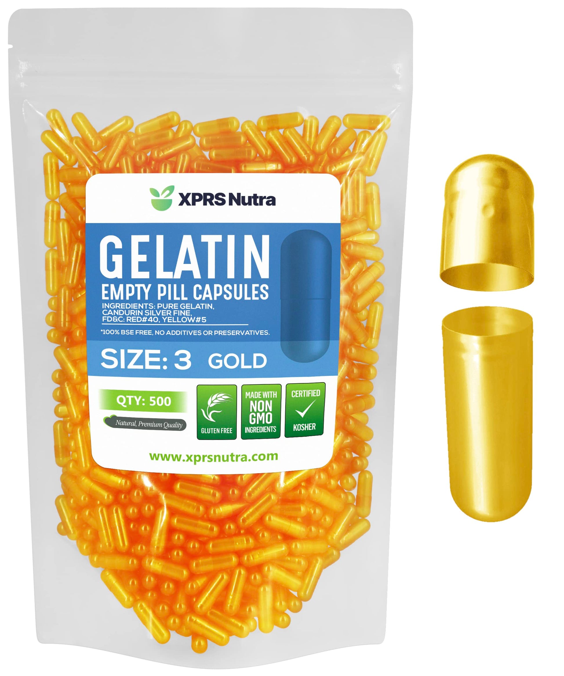XPRS Nutra Size 3 Empty Gelatin Capsules 500 Count