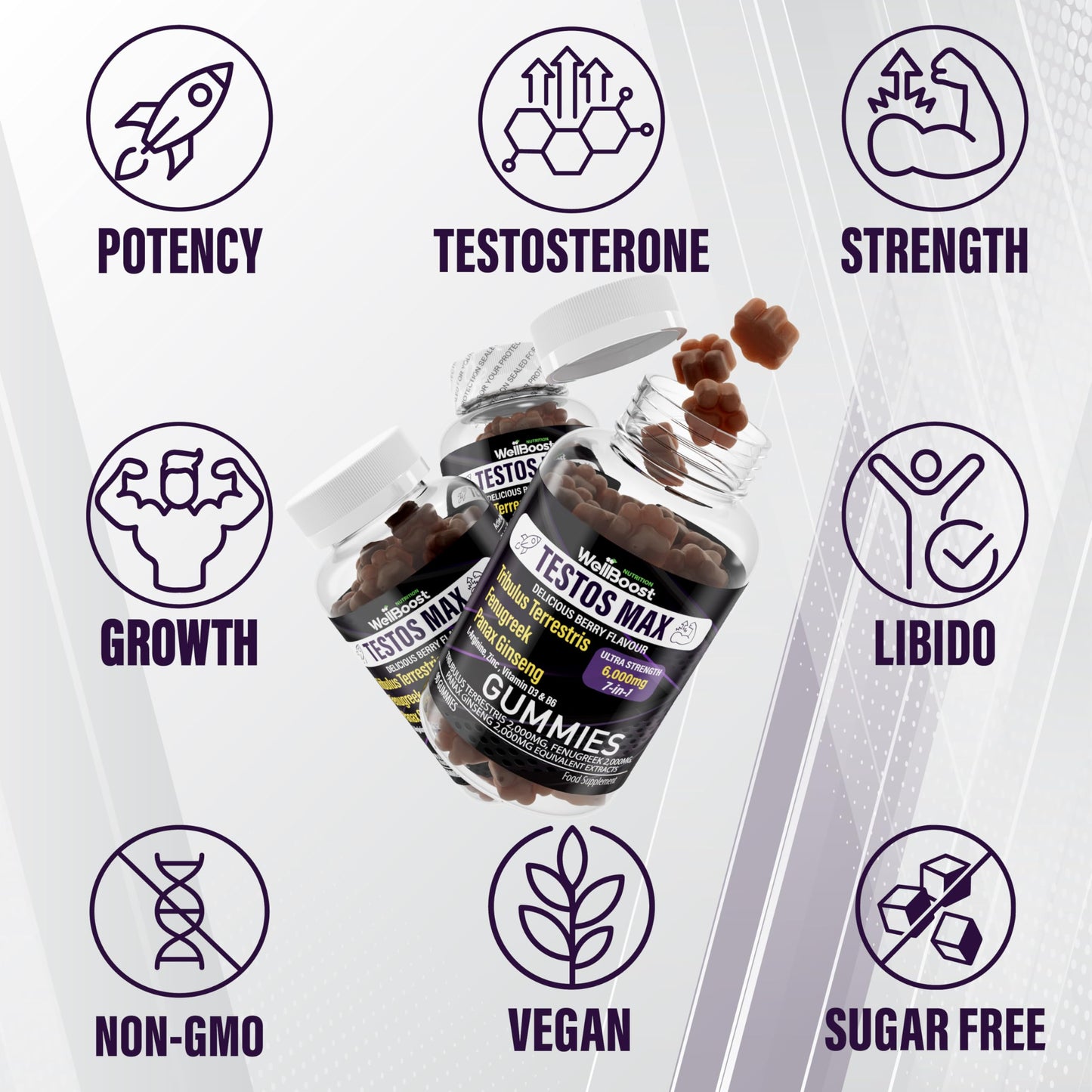 WellBoost Testos MAX Strength Gummies, 90 Gummies