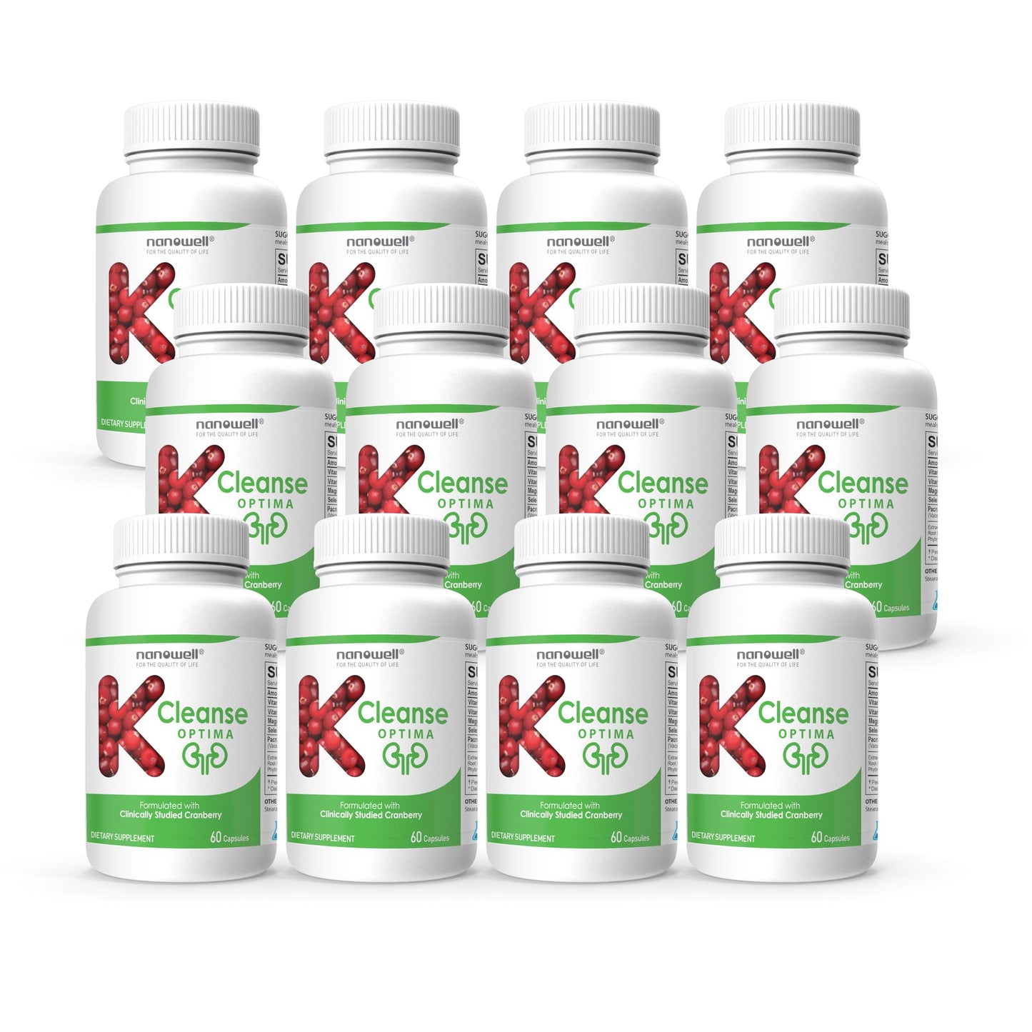 NANOWELL K-Cleanse Kidney Cleanse Supplement with Pacran Cranberry Extract, Magnesium, Selenium, Vitamins B5 & B6, 60 Capsules