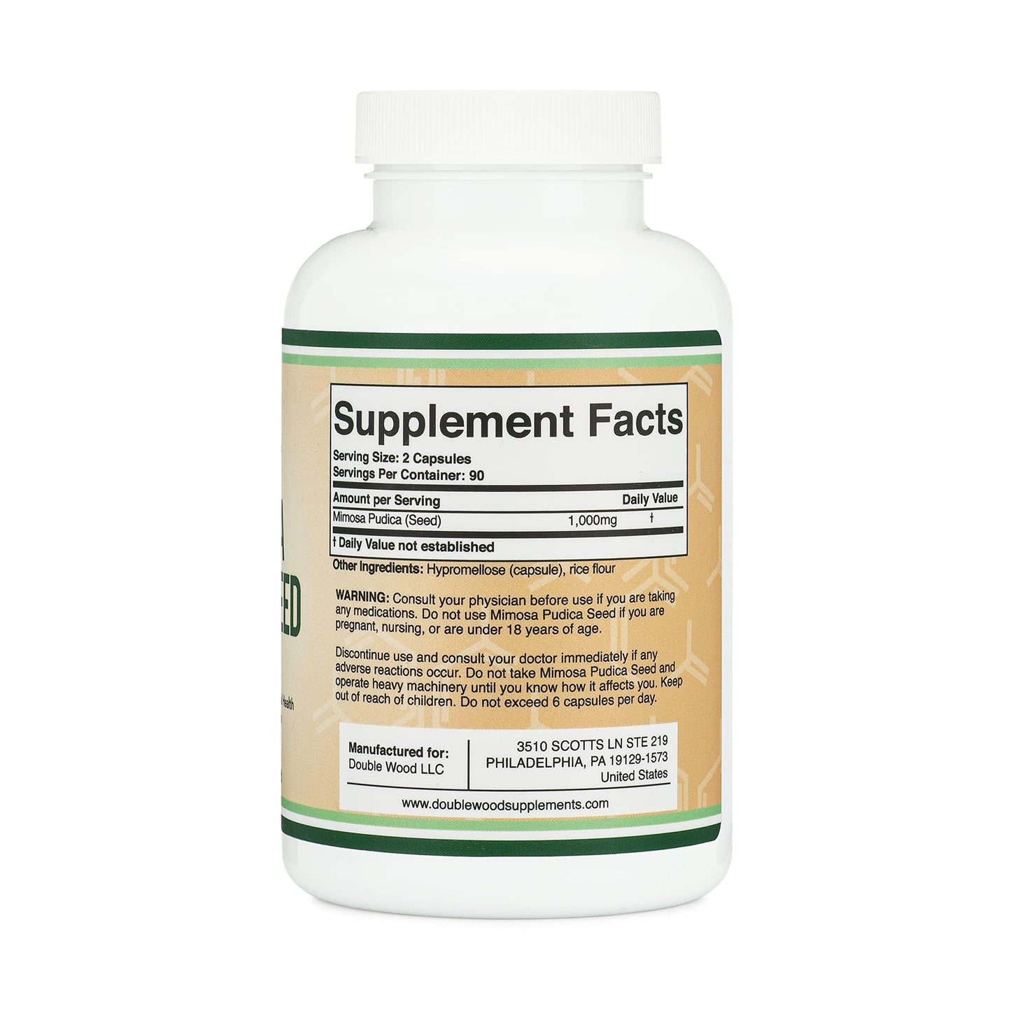 Double Wood Supplements Mimosa Pudica Seed Capsules 180 Capsules