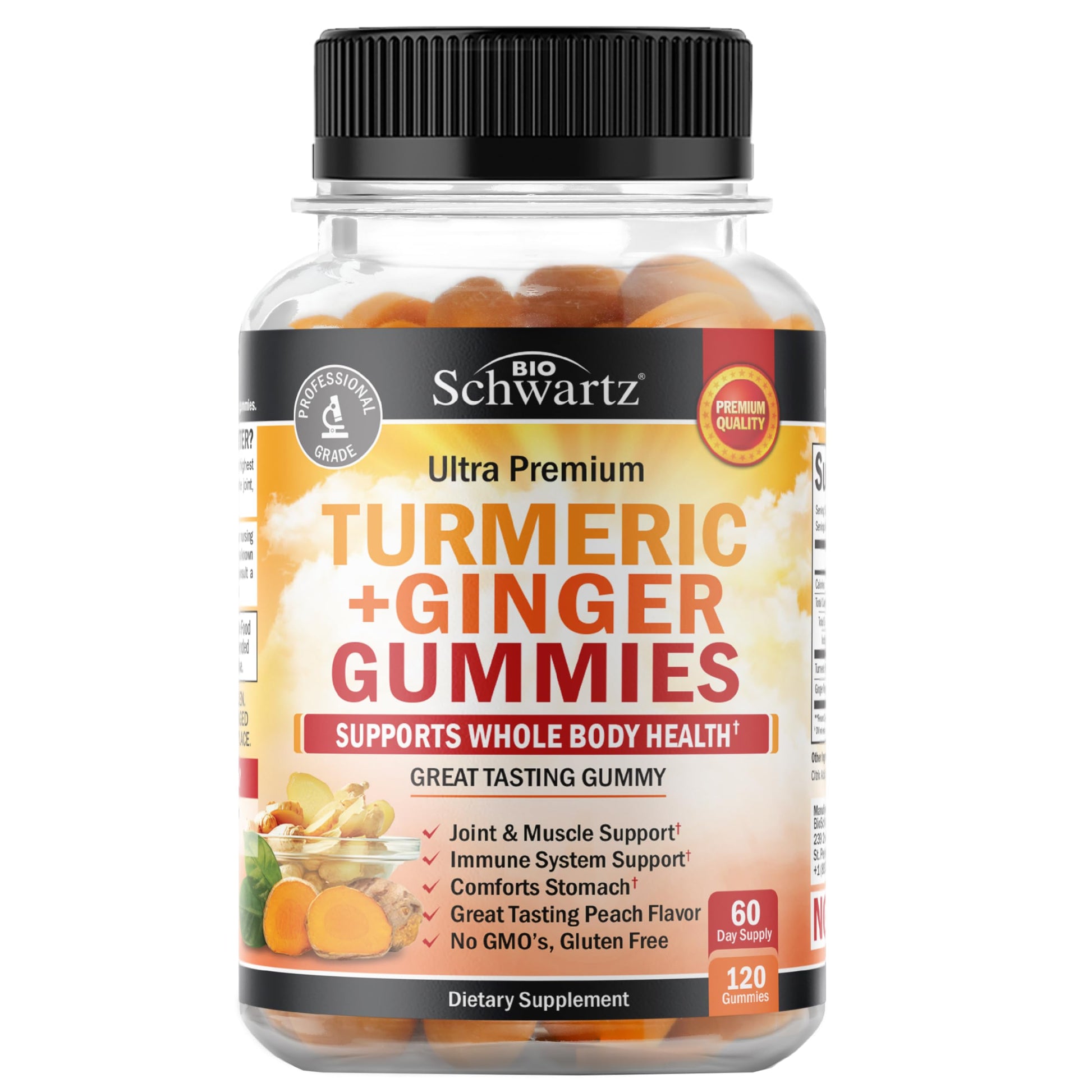 BioSchwartz Turmeric Curcumin with Ginger Gummies, 120 Count