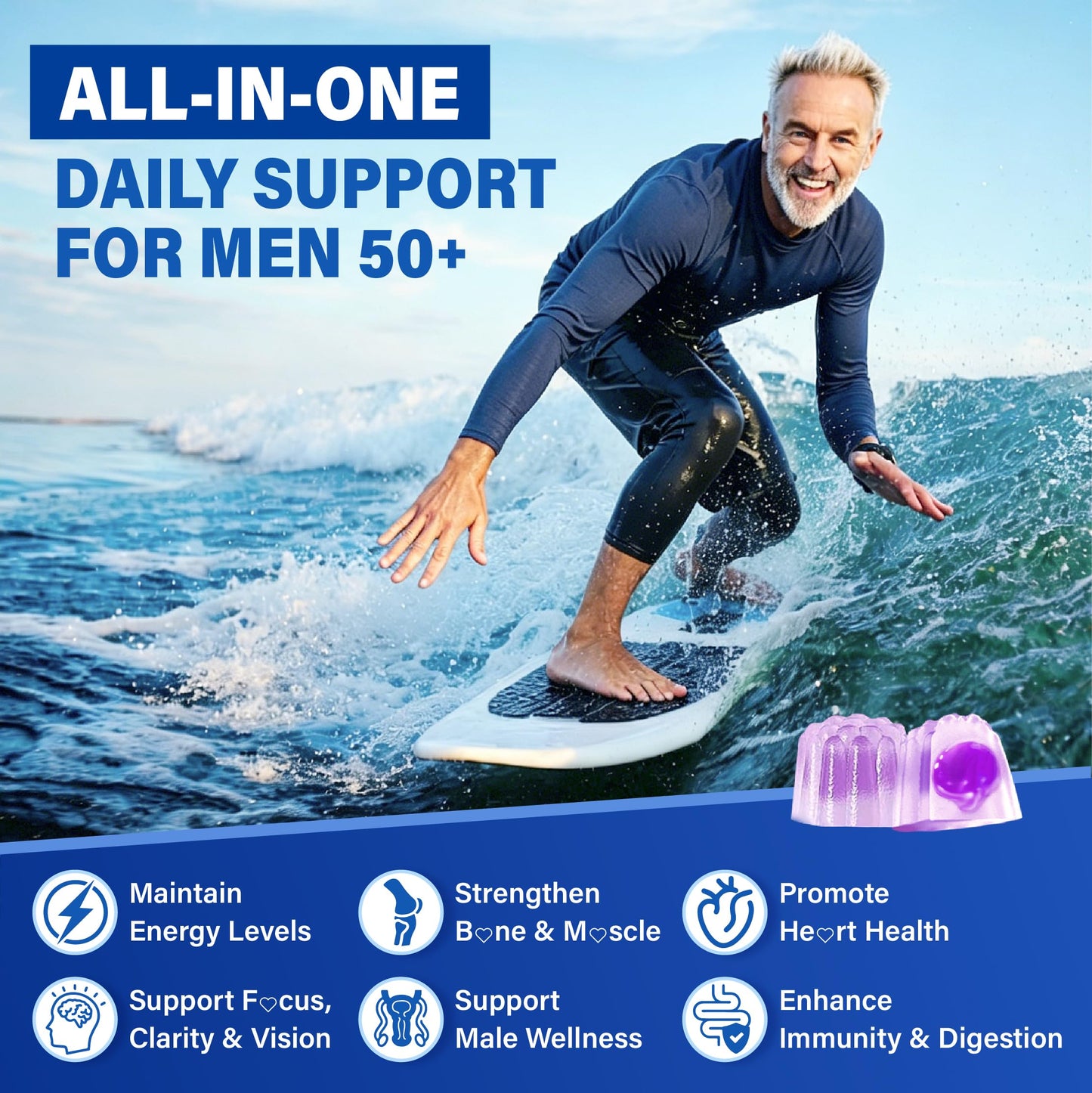 Fissuraty Multivitamin Gummies for Men 50+ Sugar Free Methylated Multivitamin, 120 Gummies