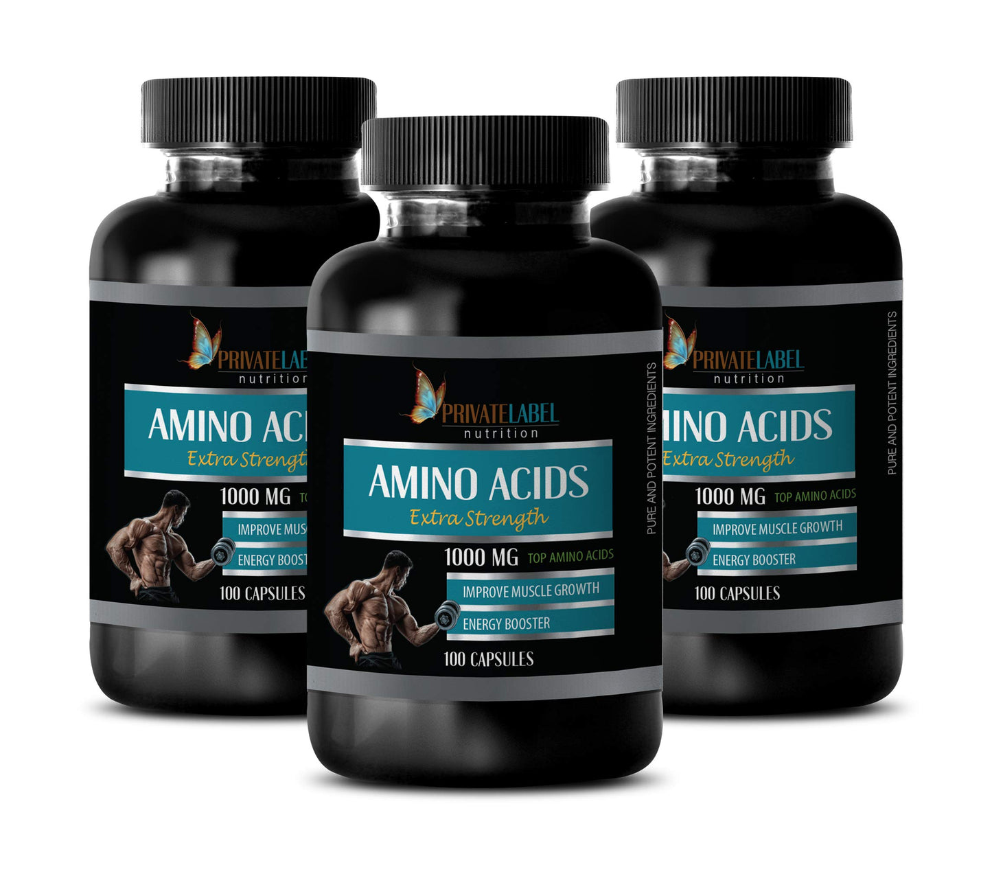 PRIVATE LABEL Muscle Builder Pills for Men - Amino Acids 1000 mg Complex - L-Lysine - 300 Capsules