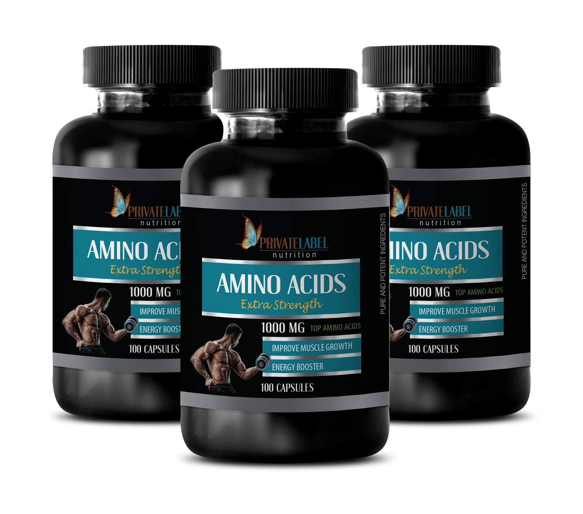 PRIVATE LABEL Muscle Builder Pills for Men - Amino Acids 1000 mg Complex - L-Lysine - 300 Capsules