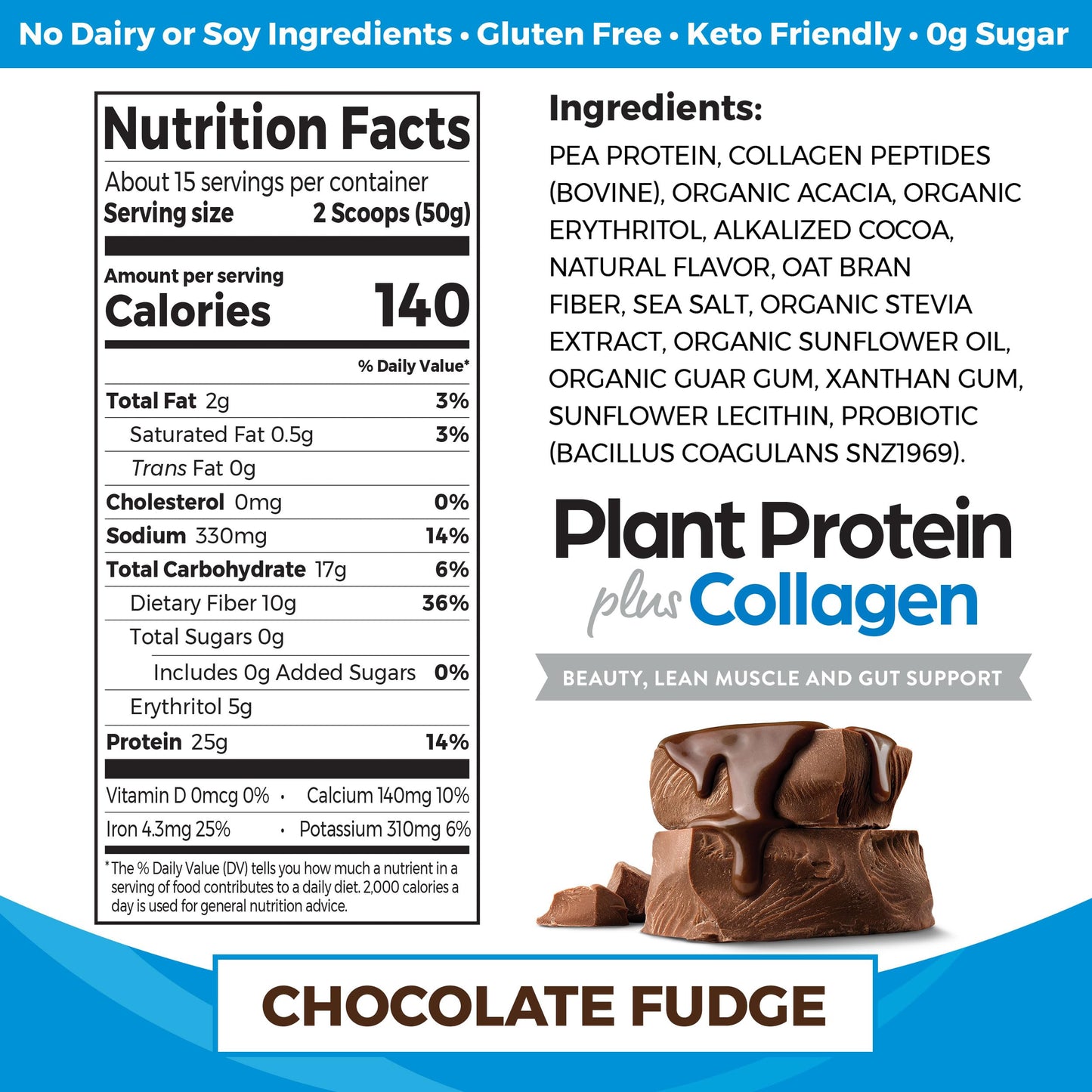 Orgain Protein Powder + Collagen, Vanilla Bean & Creamy Chocolate Fudge, Powder, 51.2 Servings