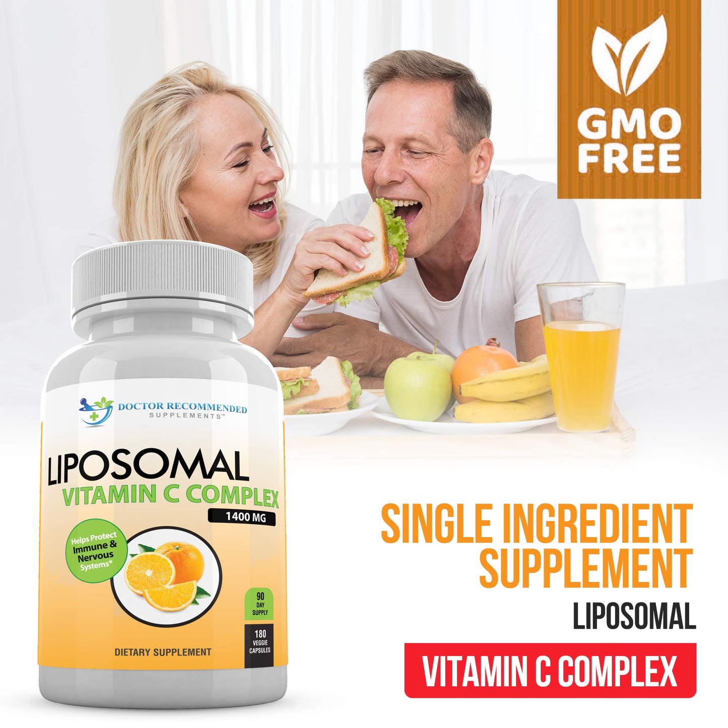 DOCTOR RECOMMENDED SUPPLEMENTS Liposomal Vitamin C 1400mg Per Serving, 180 Capsules