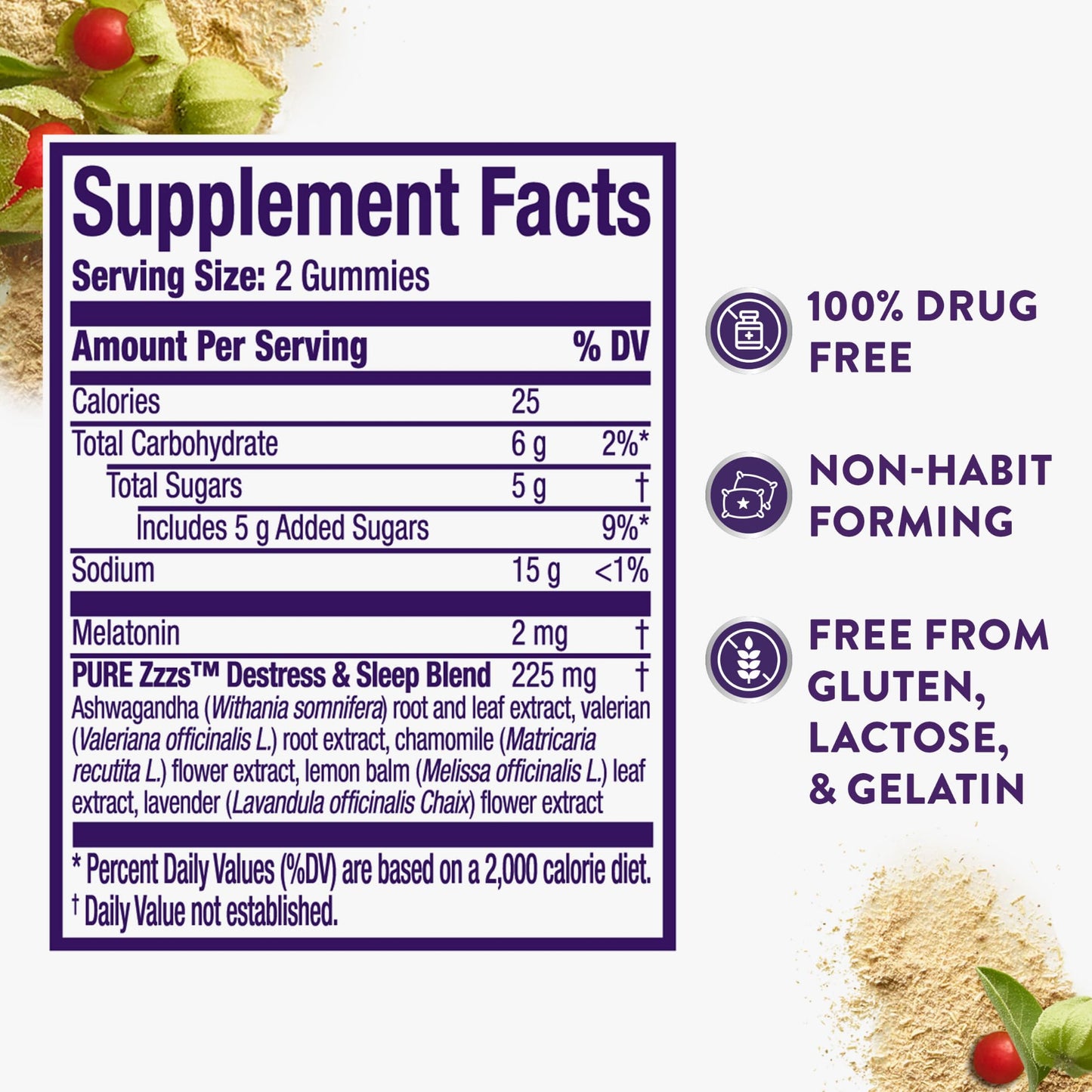 ZzzQuil PURE Zzzs De-Stress Melatonin Sleep Aid Gummies, 1 mg per gummy, 42 Count