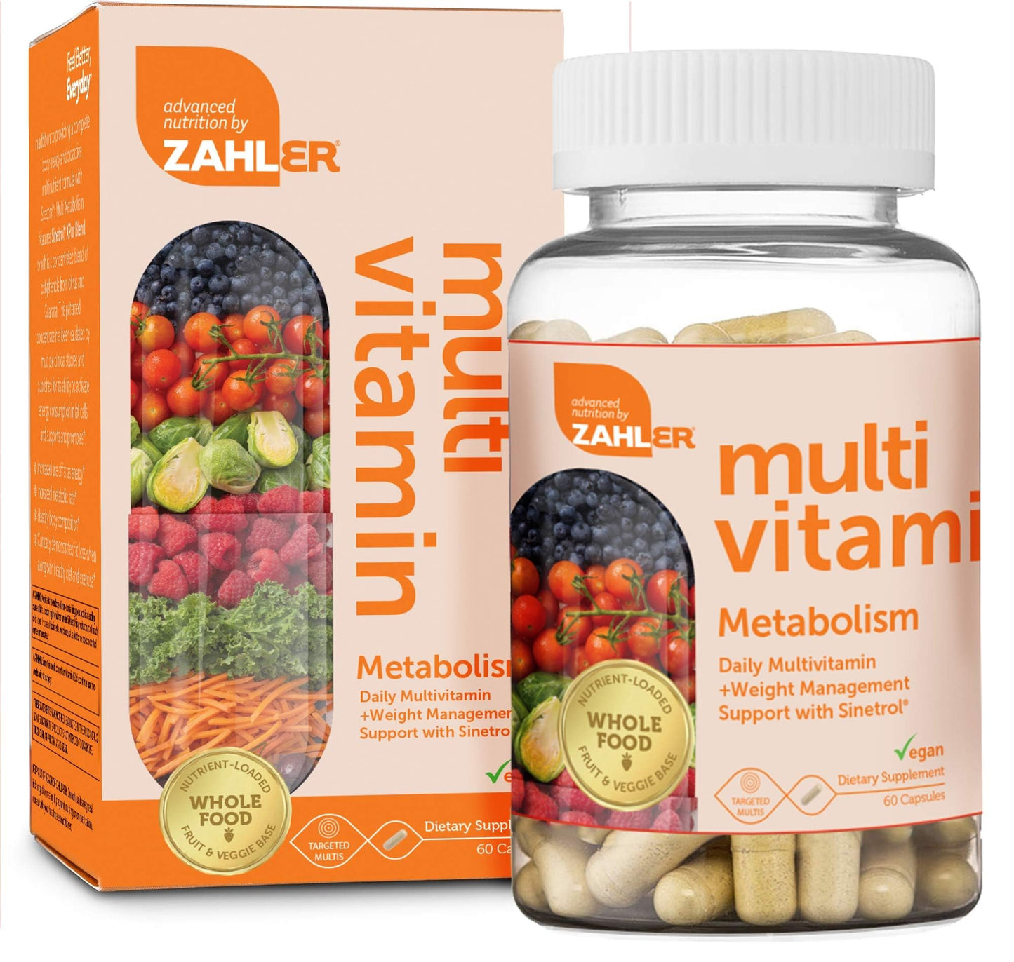 Zahler Multivitamin Metabolism + Weight Management Support for Women and Men with Iron, Certified Kosher, 60 Capsules