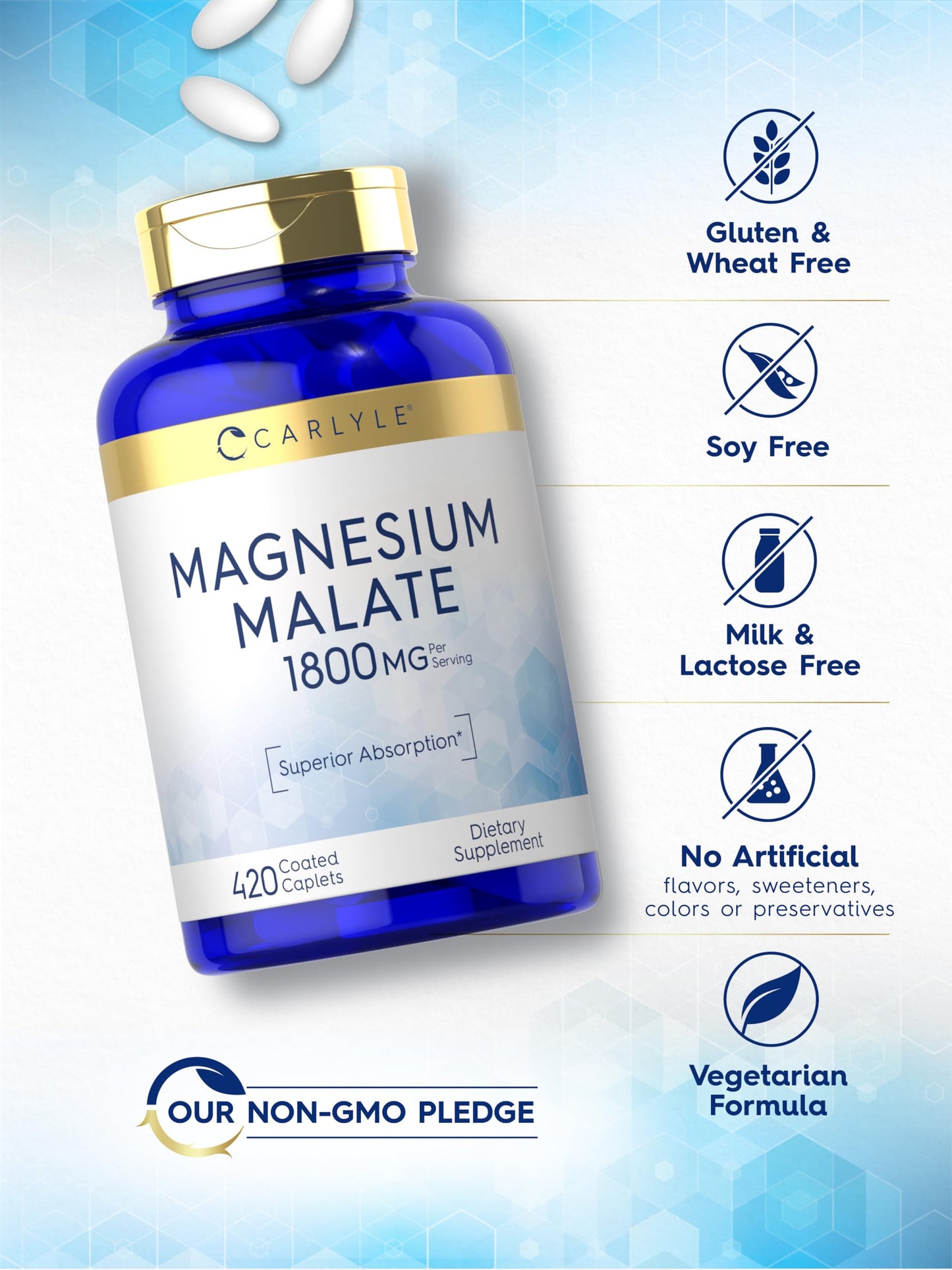 Carlyle Magnesium Malate 1800mg Caplets 420