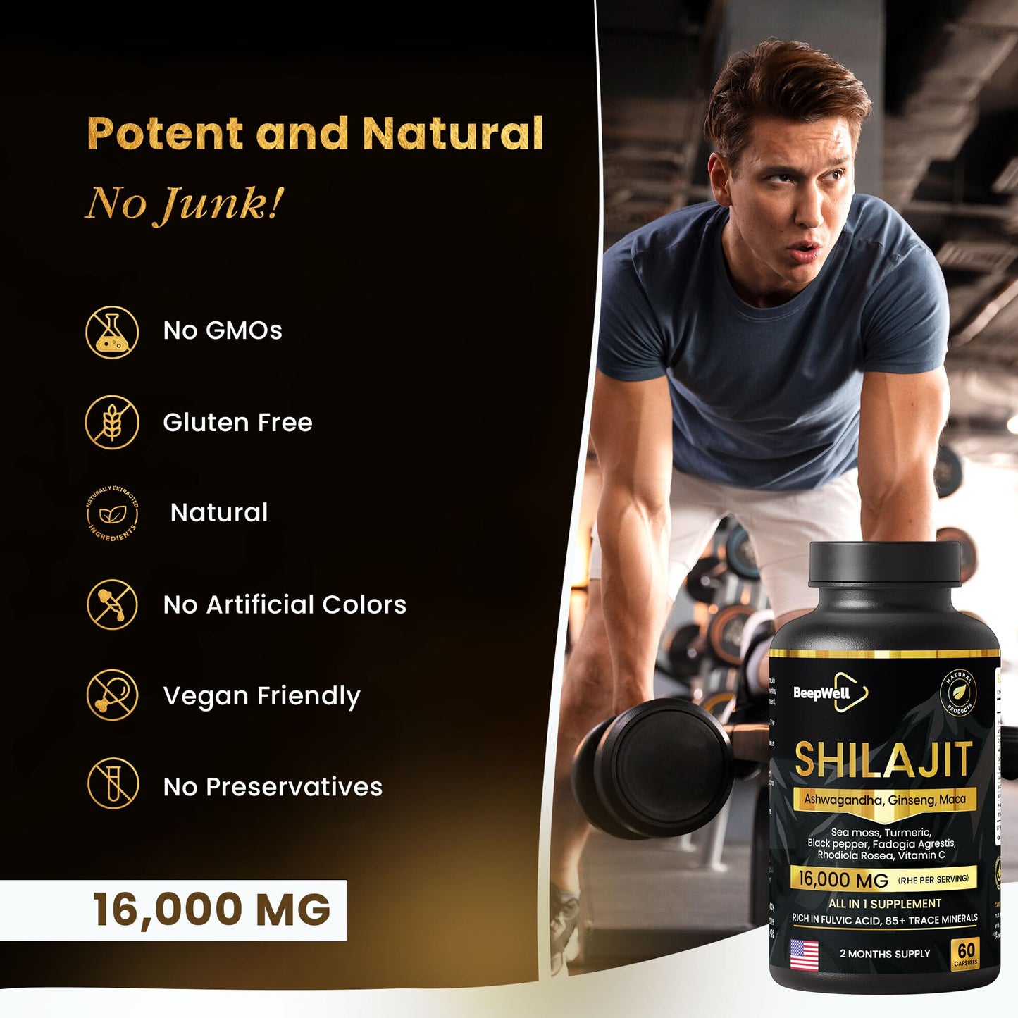 BeepWell Shilajit Capsules, 60 Count