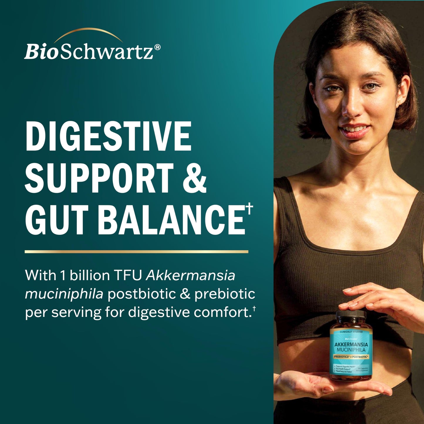 BioSchwartz Akkermansia Muciniphila Prebiotics & Postbiotic Capsules, 30 Capsules