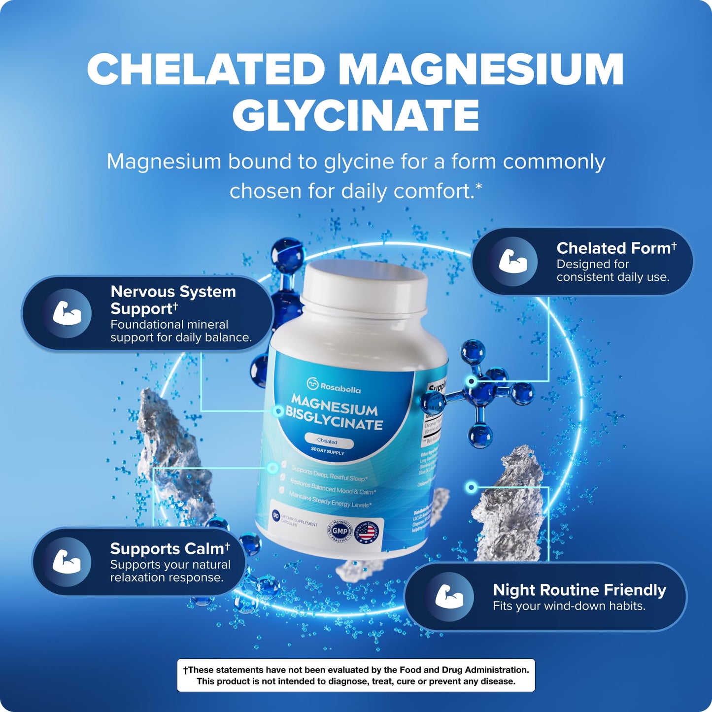 Rosabella Magnesium Bisglycinate Capsules, 90 Capsules