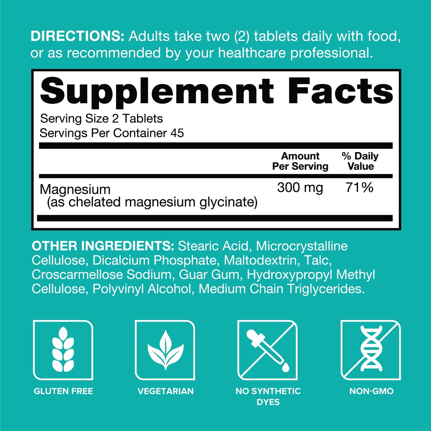 Qunol Magnesium Glycinate 300mg, 100% Glycinate Chelated Magnesium Supplement, 90ct Tablets