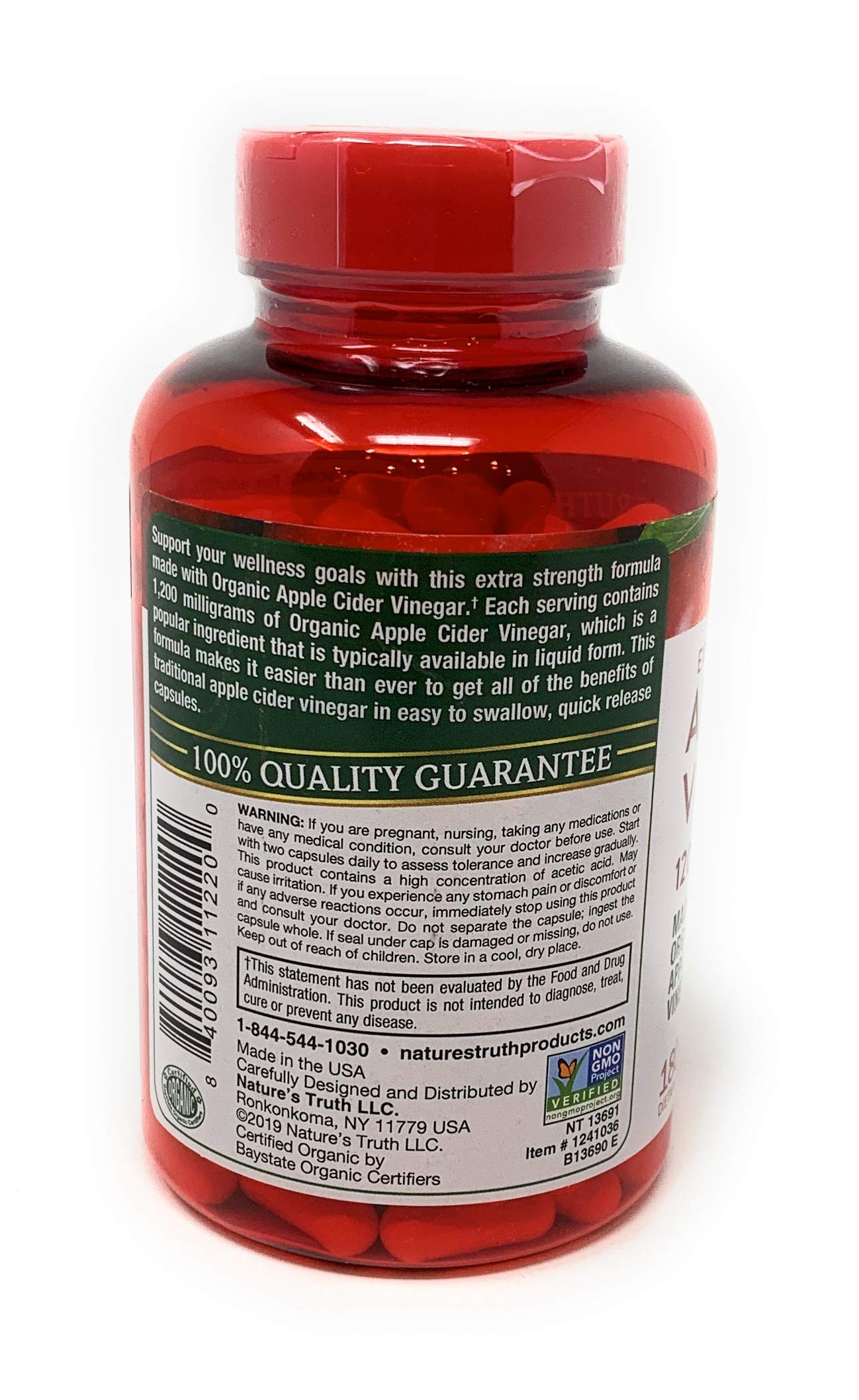 Nature's Truth Apple Cider Vinegar 1200 mg 180 Capsules