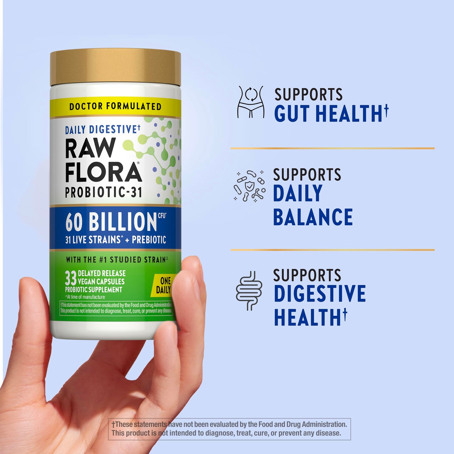 Nature's Truth Raw Flora Probiotic with Prebiotics Capsule 33 Count