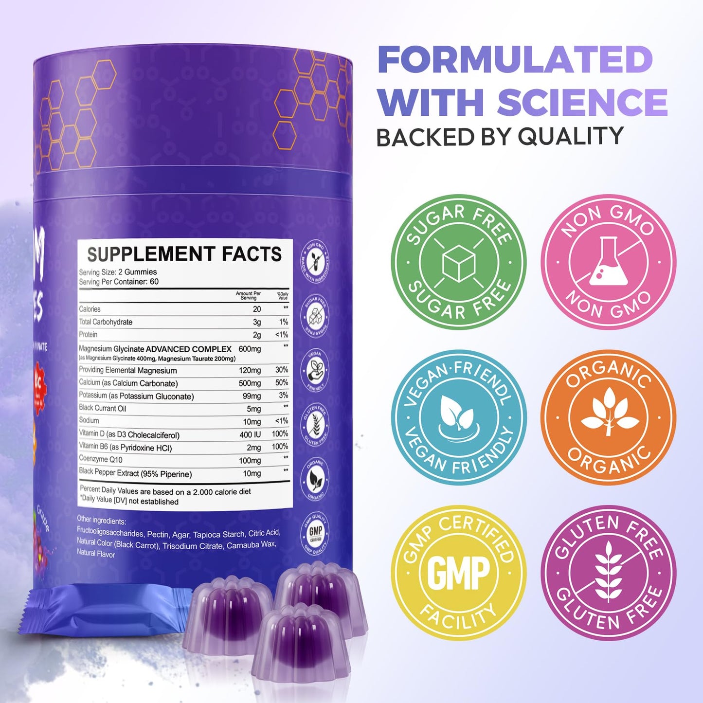 Xytora Magnesium Glycinate Gummies 600mg, 120 Count