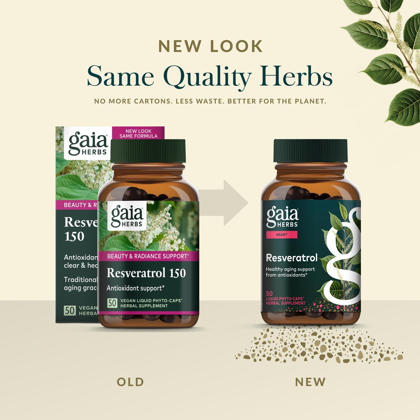 Gaia Herbs Resveratrol - Beauty & Radiance Antioxidant Support Supplement Made with Japanese Knotweed, 150 mg Trans-Resveratrol per Serving, 50 Capsules