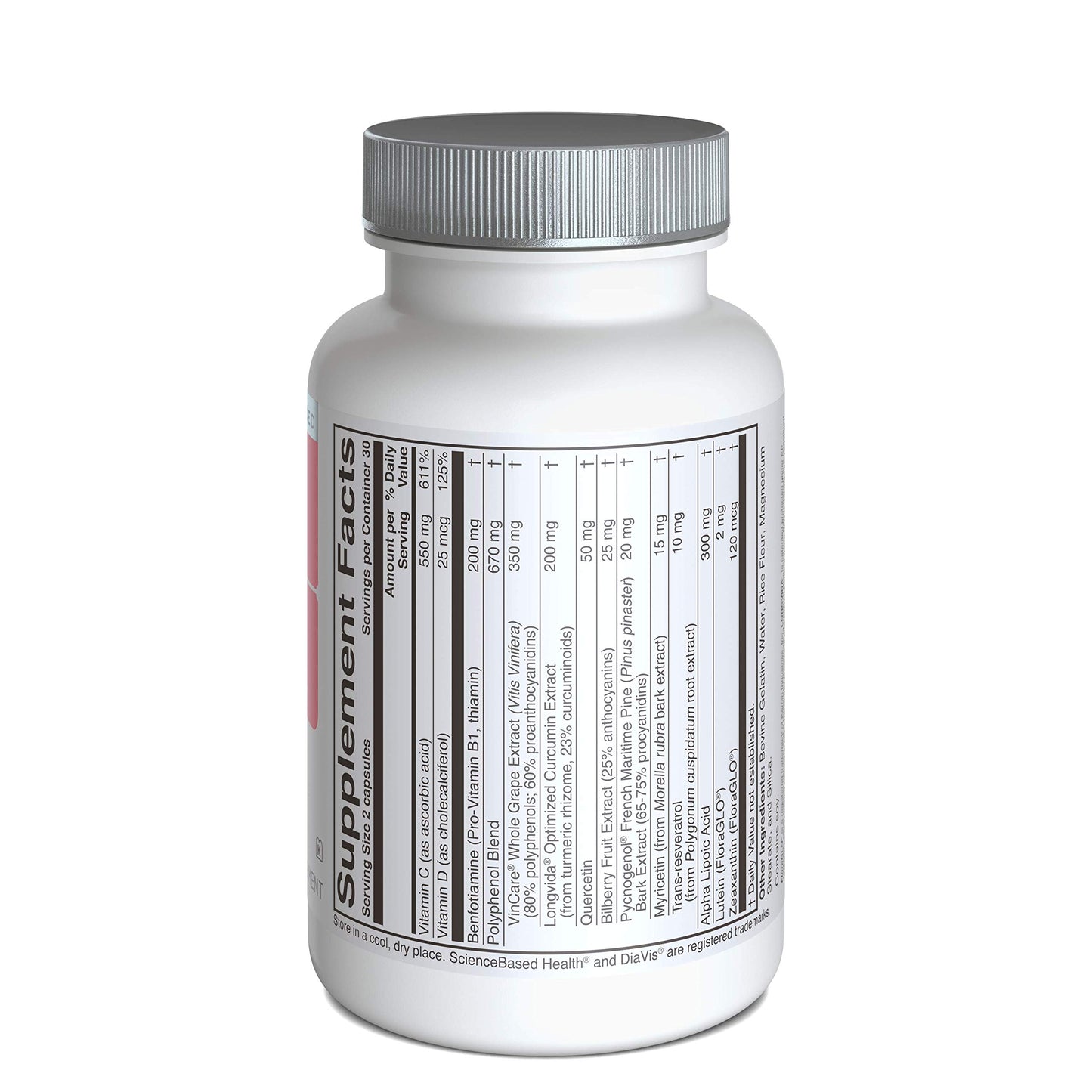 DiaVis Retinal & Nerve Health Supplement with Benfotiamine, Curcumin, Resveratrol & Grape Extract Softgels 120