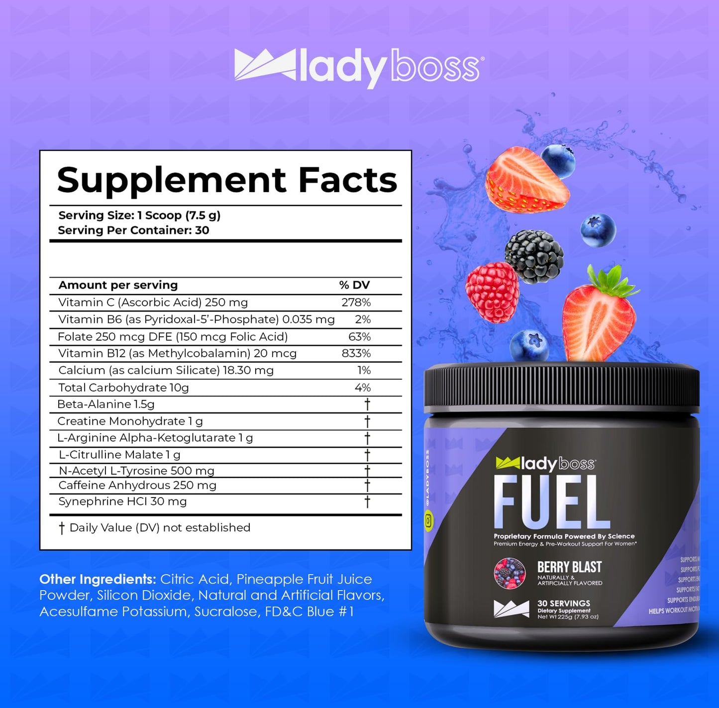 LadyBoss FUEL Berry Blast Drink for Women Powder 7.9366