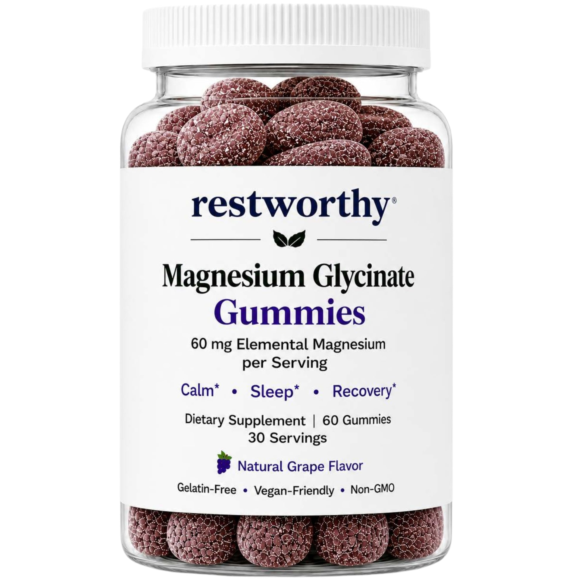 Restworthy Magnesium Glycinate Gummies for Sleep, Relaxation & Calm Support, 60 Gummies