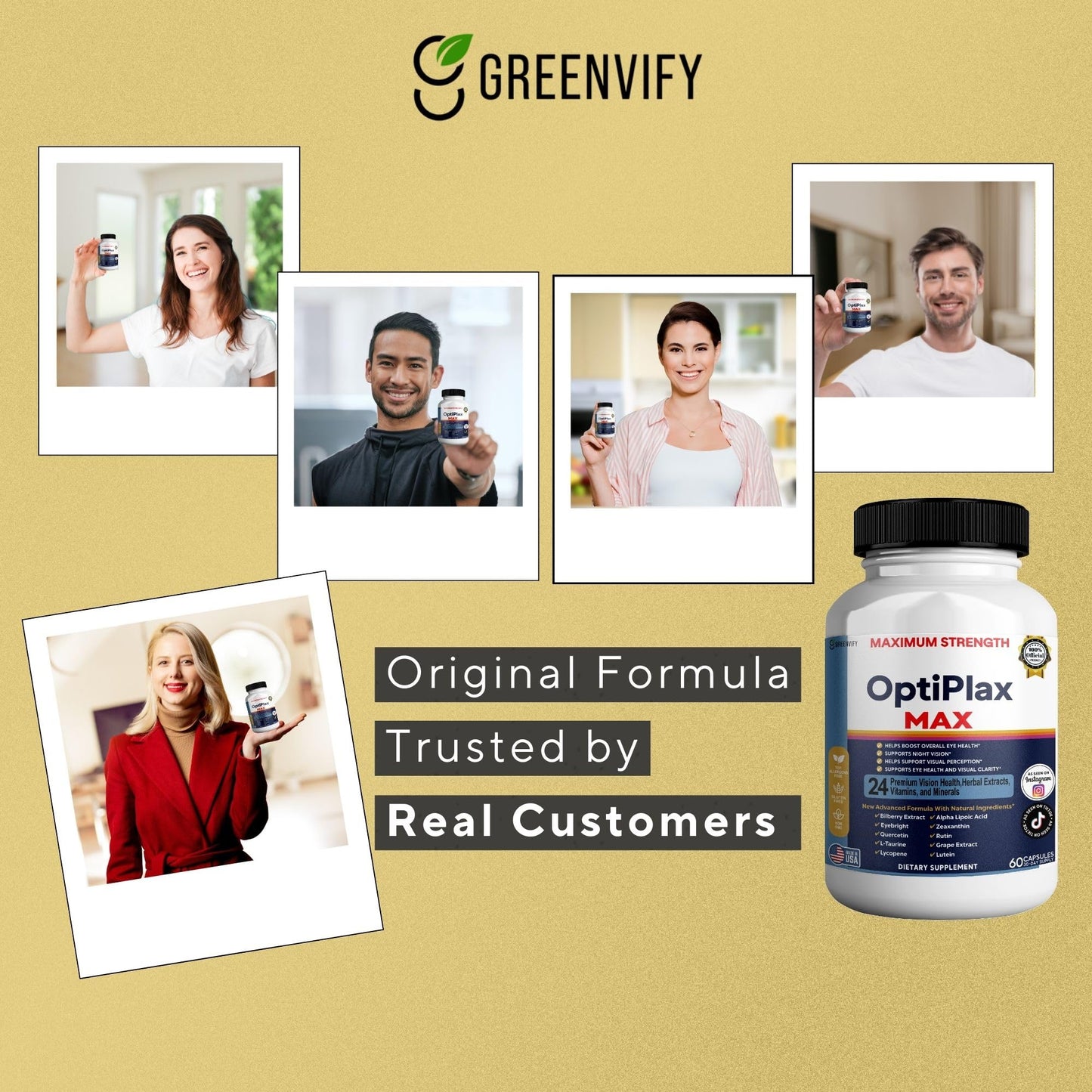 GREENVIFY OptiPlax Max Vision Support Supplement Capsule, 60 Capsules