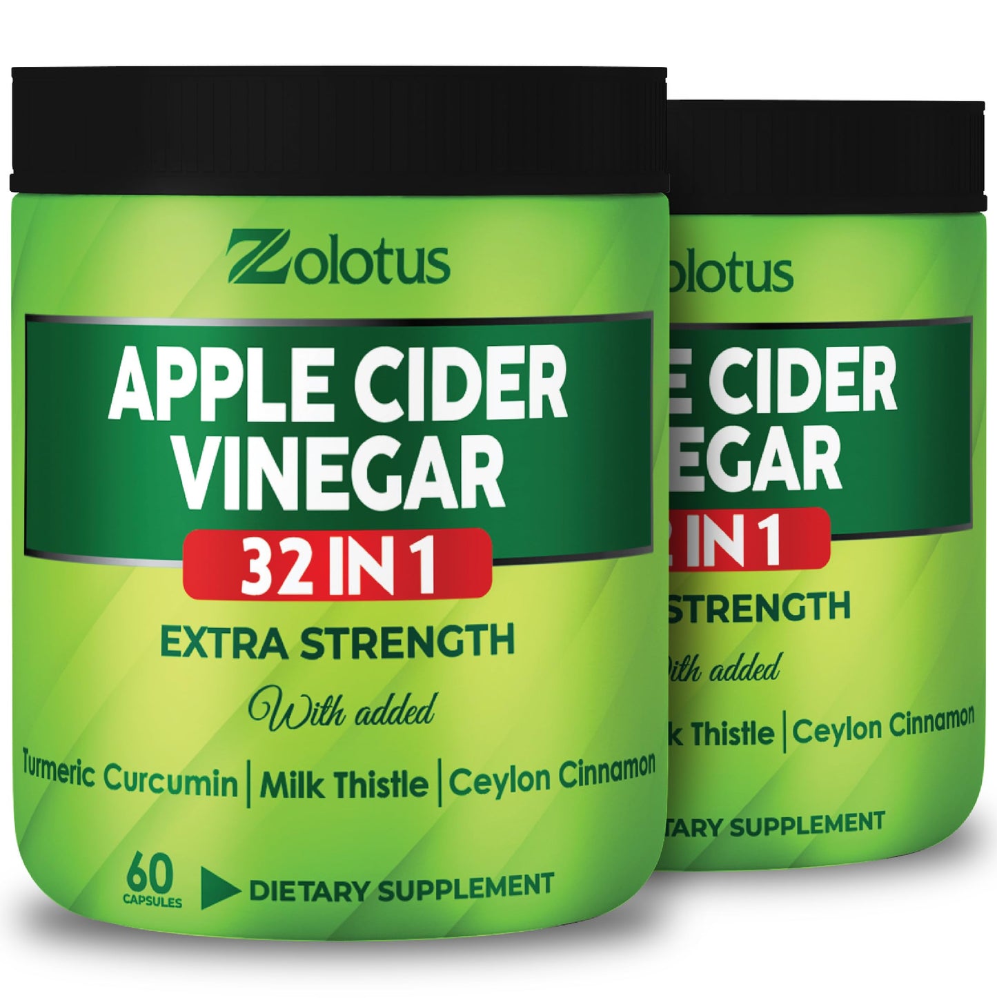 Zolotus Apple Cider Vinegar Capsules 32in1 with Turmeric, Cinnamon, Milk Thistle, Berberine, Elderberry, Quercetin, 120 Capsules