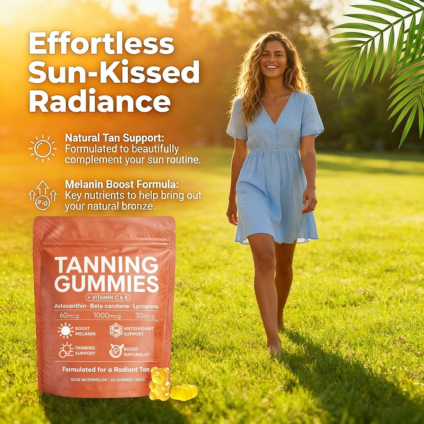 POSOJPIP Skin Tanning Gummies 60 Gummies