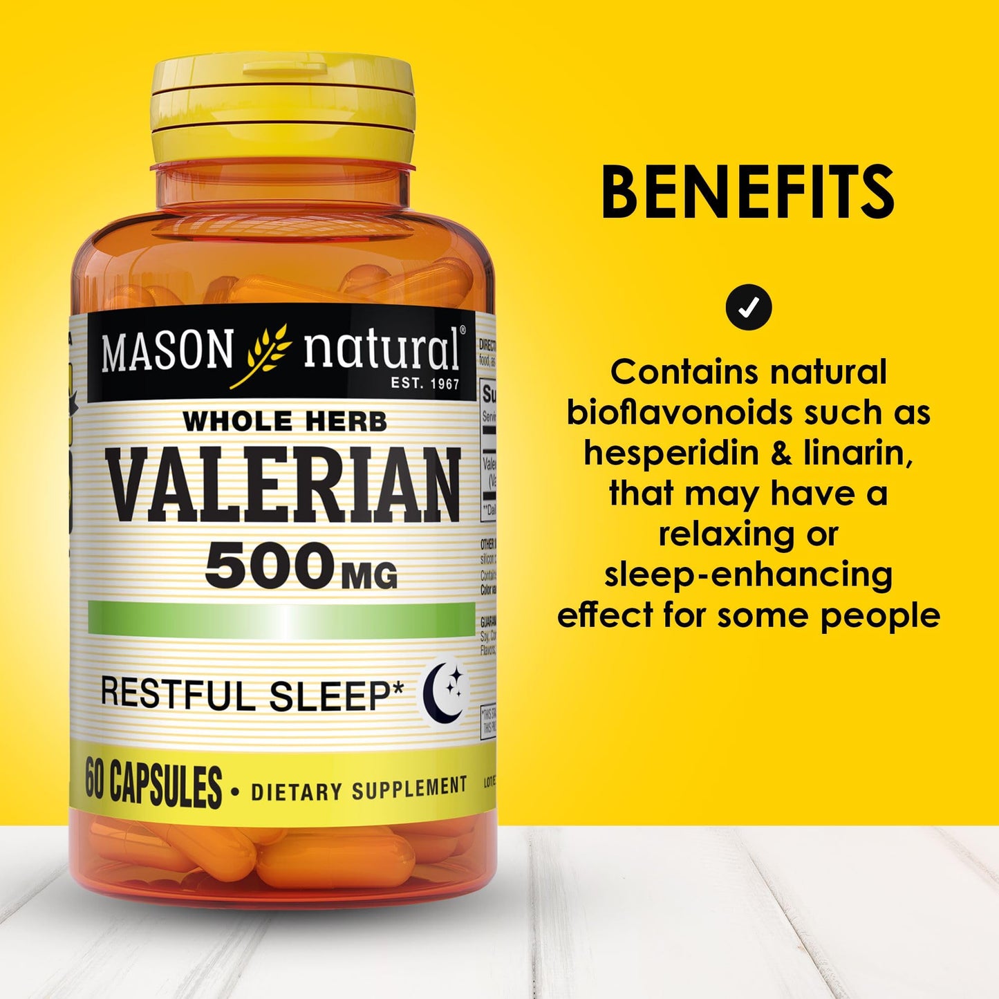 Mason Natural Valerian Root 500 mg Capsules, 180 Count