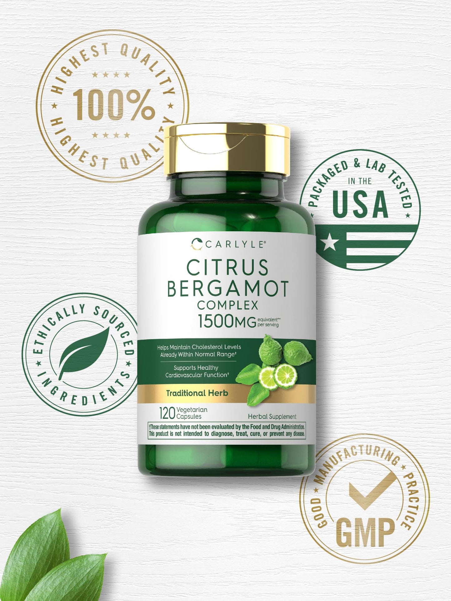 Carlyle Citrus Bergamot Supplement Extract Complex Capsules, 120 Count