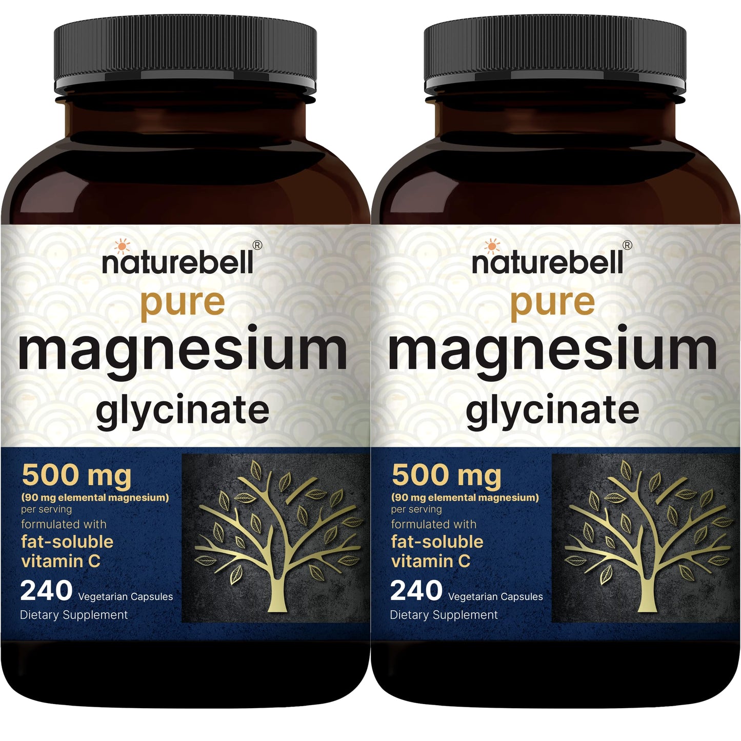 NatureBell Magnesium Glycinate 500mg Capsules, 480 Count