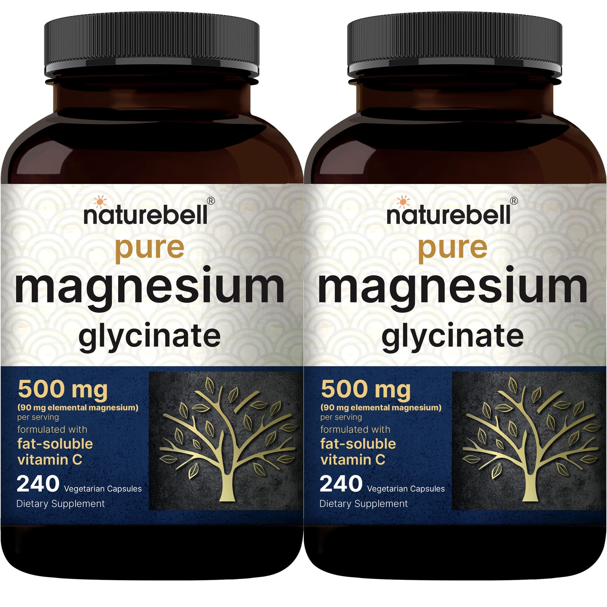 NatureBell Magnesium Glycinate 500mg Capsules, 480 Count