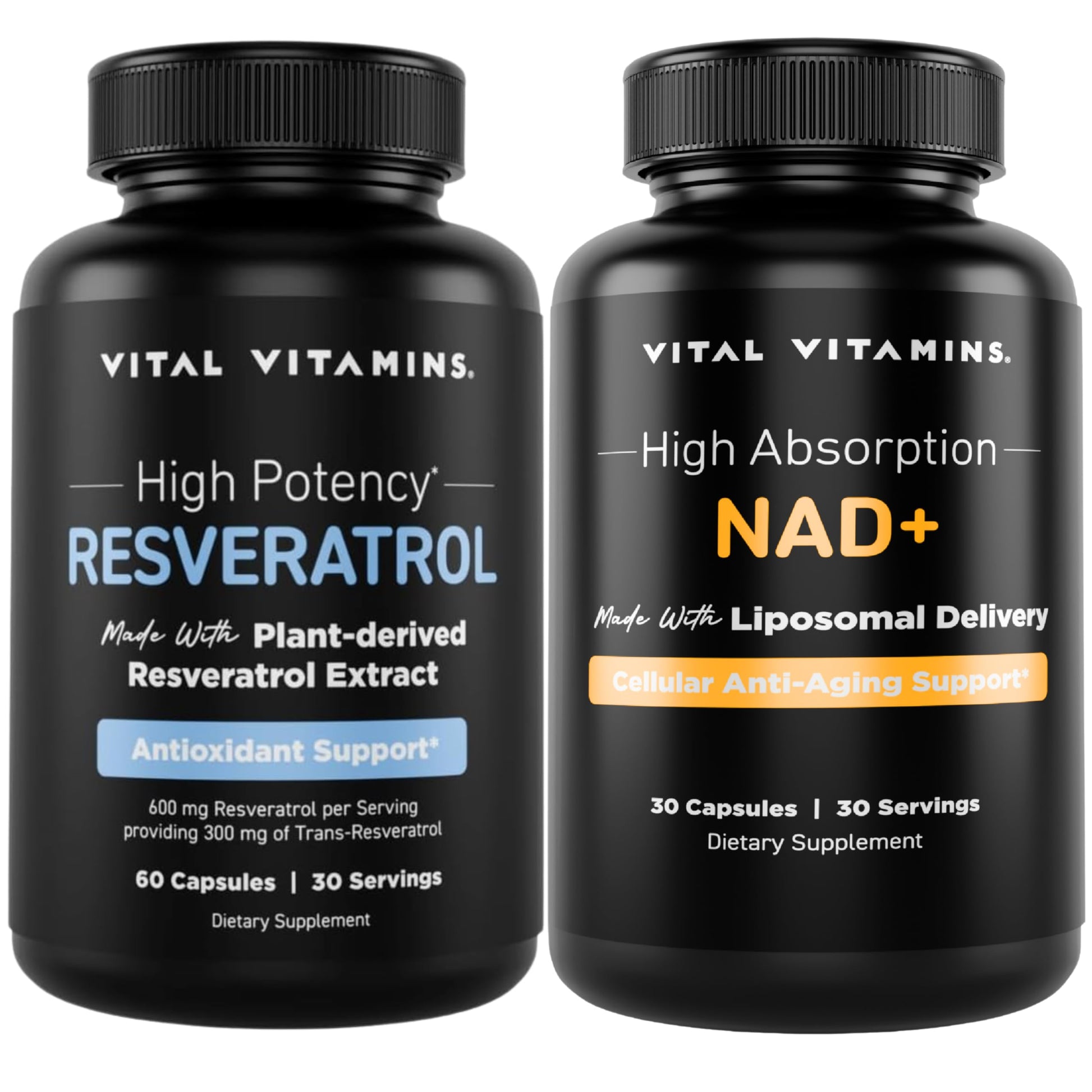 Vital Vitamins Resveratrol + NAD+ Supplement 90 Capsules