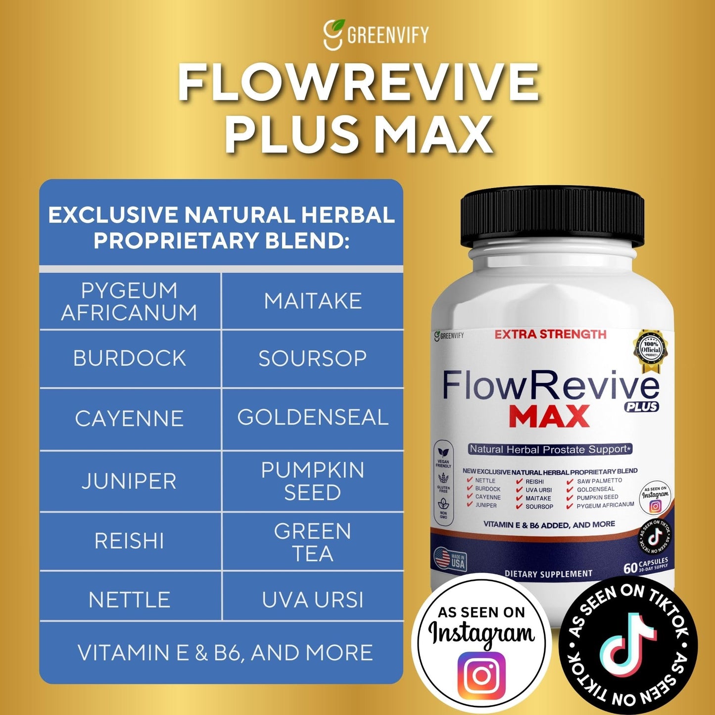 GREENVIFY FlowRevive Max Prostate Support Capsule, 60 Count