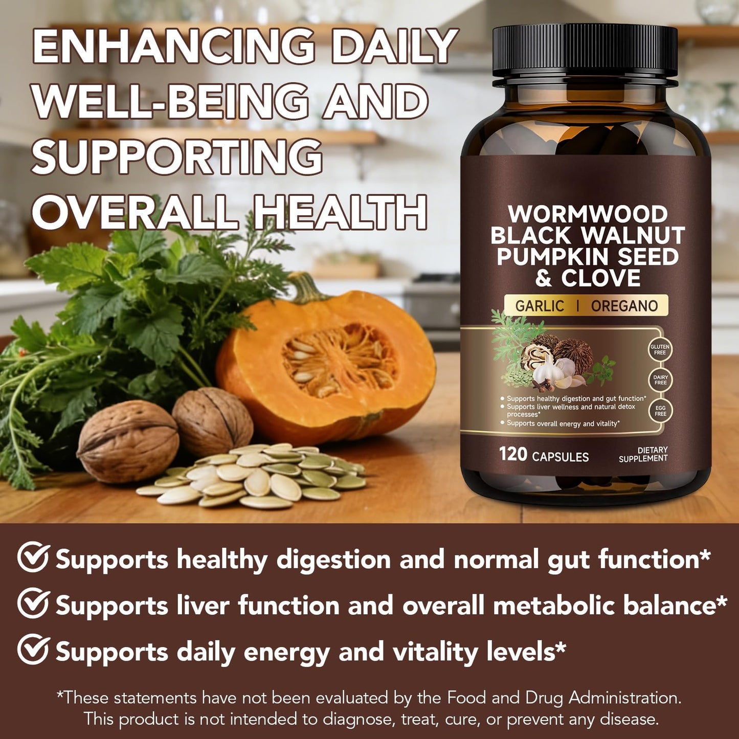 VOFANK Wormwood Black Walnut Clove Capsules 120 Capsules