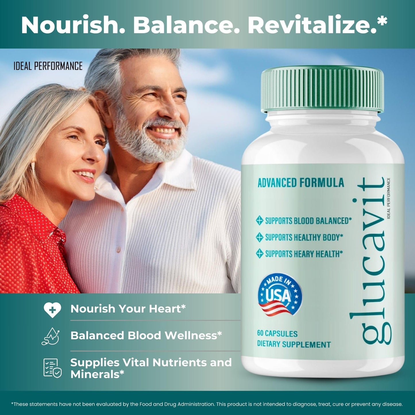 IDEAL PERFORMANCE Glucavit Advanced Blood Formula 120 Capsules