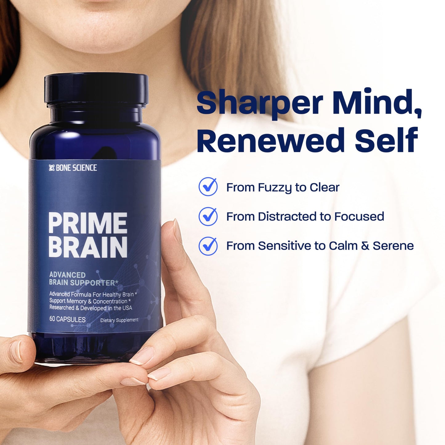 BONE SCIENCE Prime Brain Memory & Focus Support, 60 Capsules