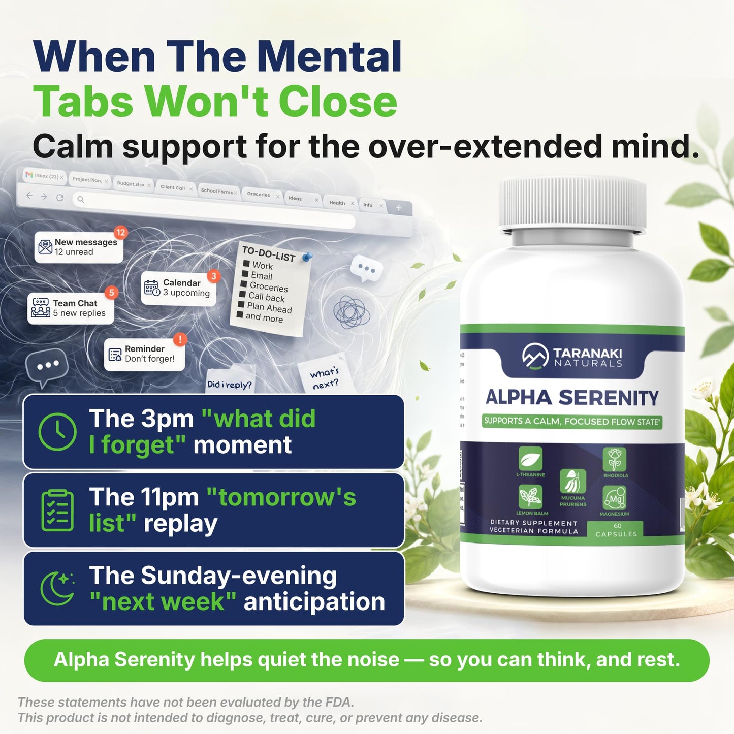 Taranaki Naturals Alpha Serenity Stress Relief Supplement 60 Capsules