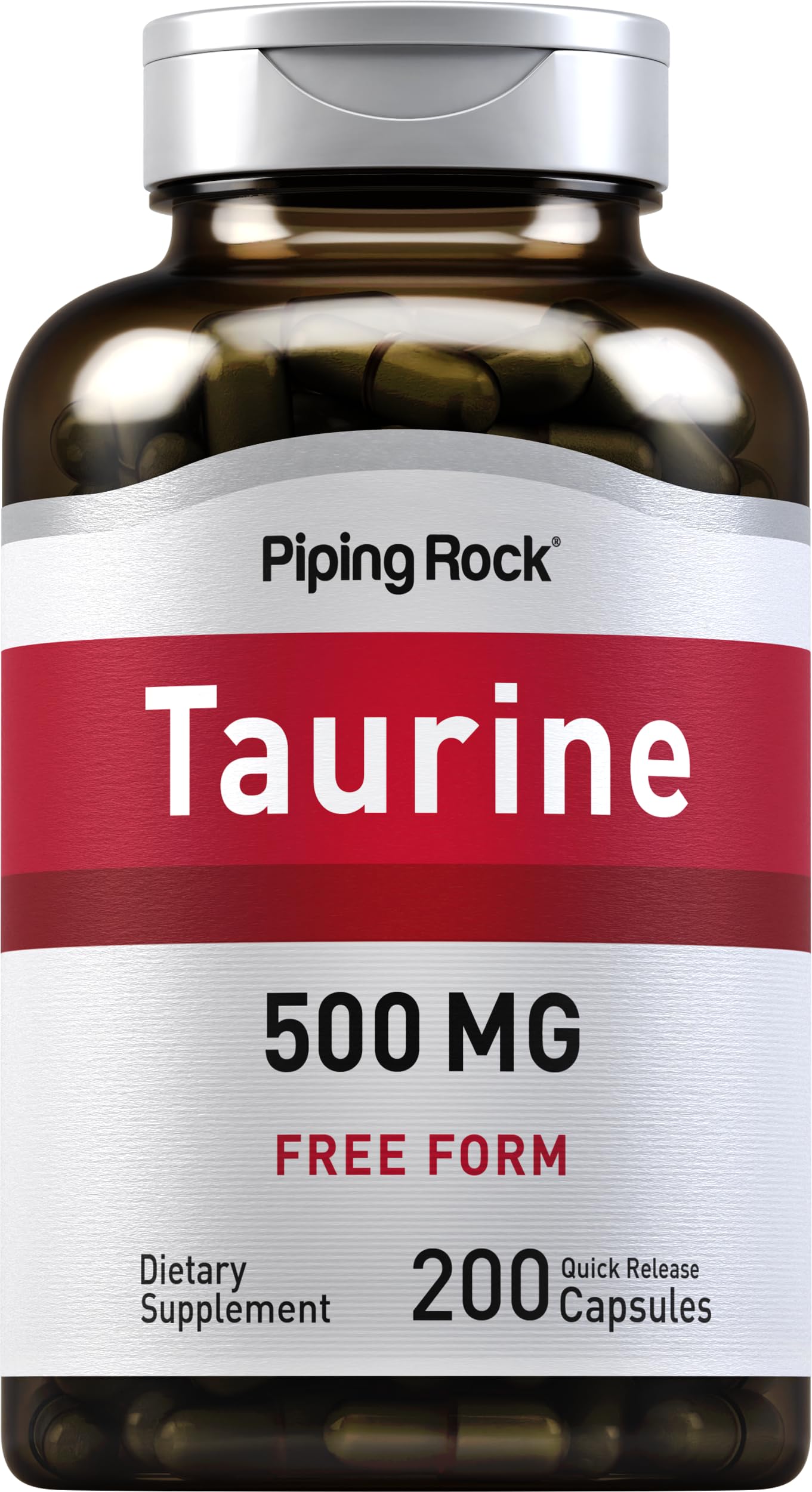 Piping Rock Taurine Supplement 500mg Capsule, 200 Capsules