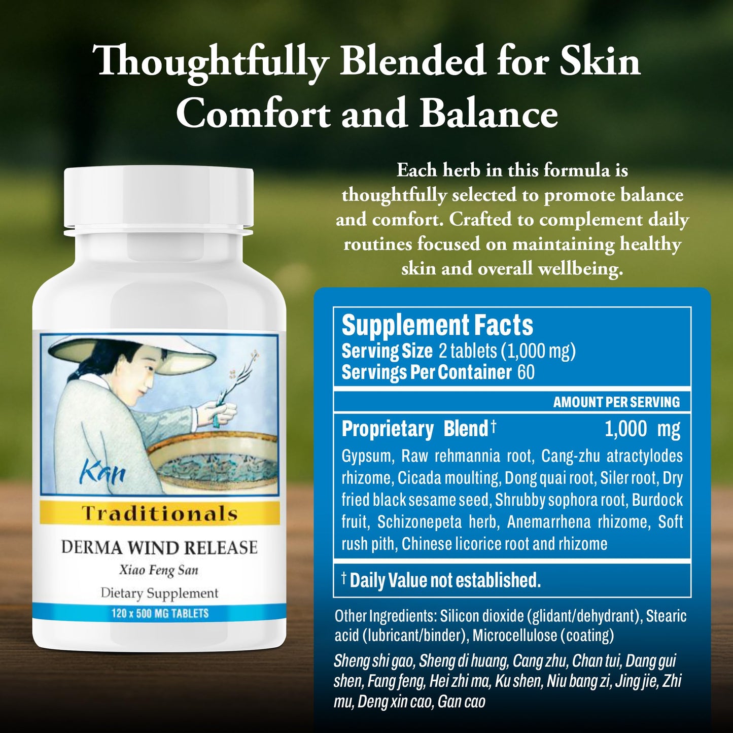 Kan Herbs - Traditionals Derma Wind Release Tablets, 120 Count